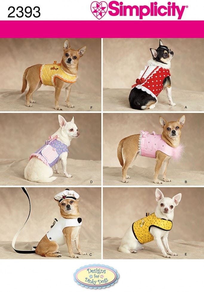 Simplicity Sewing Pattern 2393, Coats For Pets, Xxs-Xs-S-M - Intermediate - Xxs-Xs-S-M
