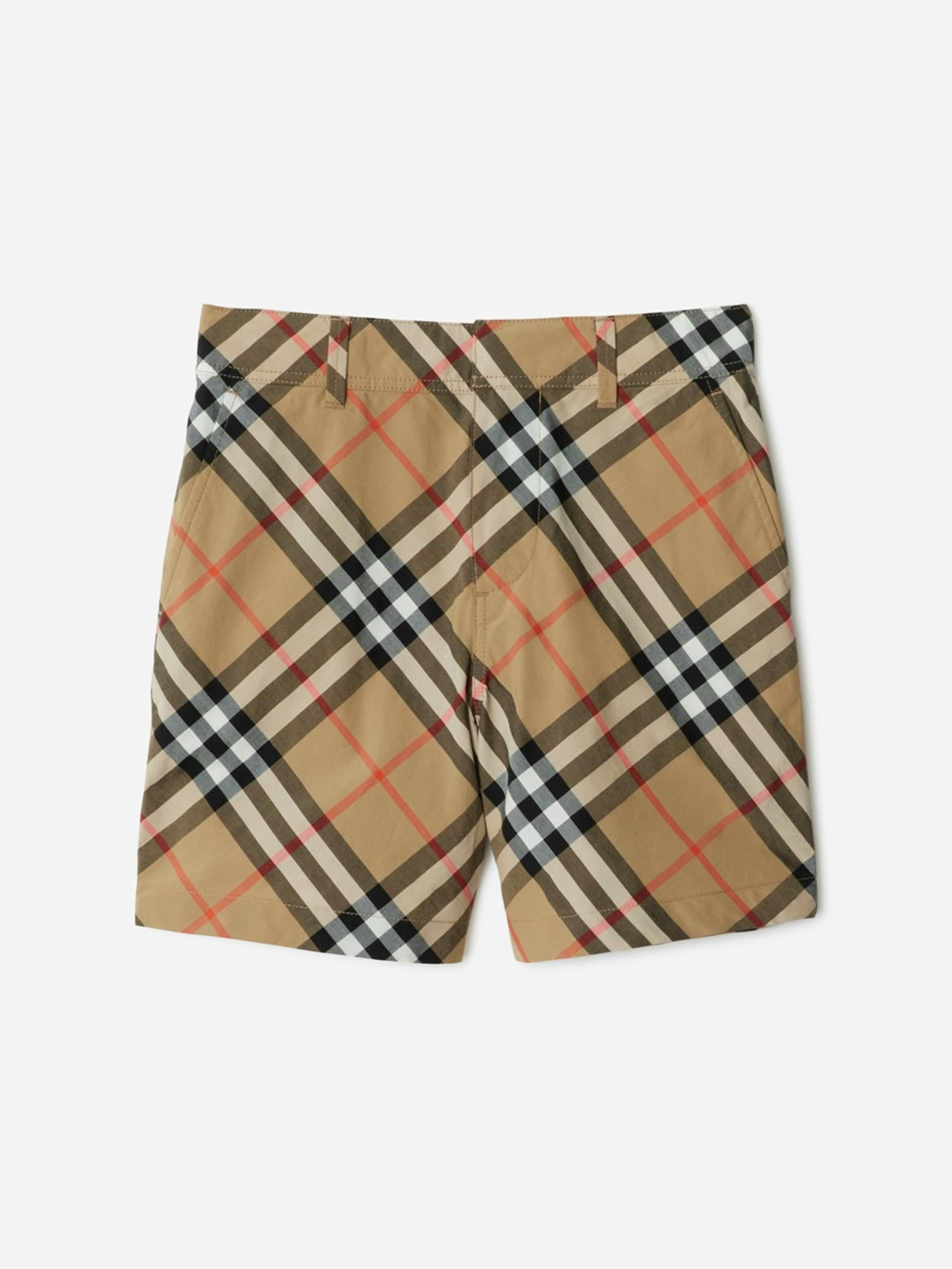 Burberry Kids Boys Beige Burberry Oscar Check Shorts In - 10 Yrs
