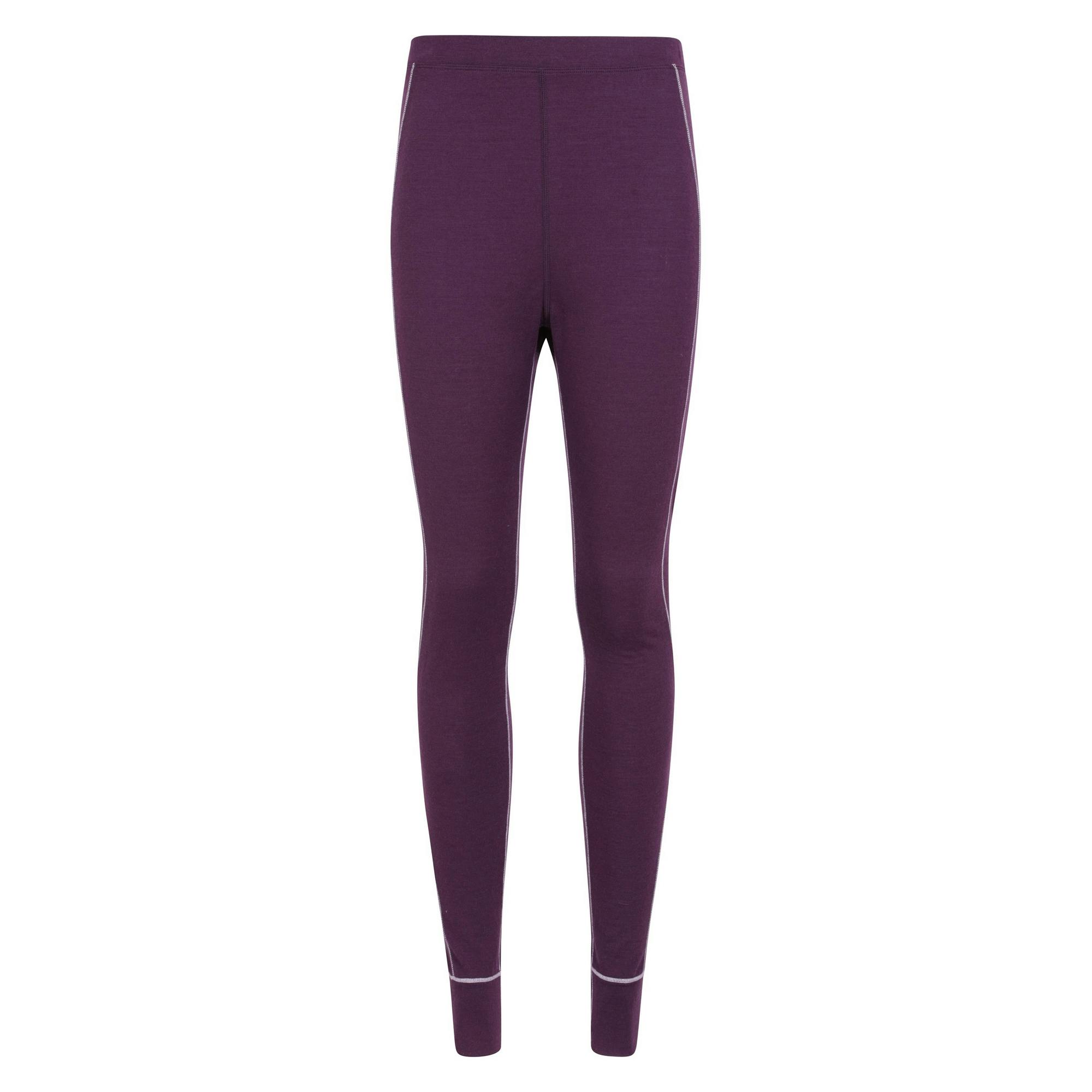 Mountain Warehouse Women's Purple / Asgard Merino Wool Thermal Base Layer Leggings - 12 Uk - 70% Merino Wool/30% Polyester