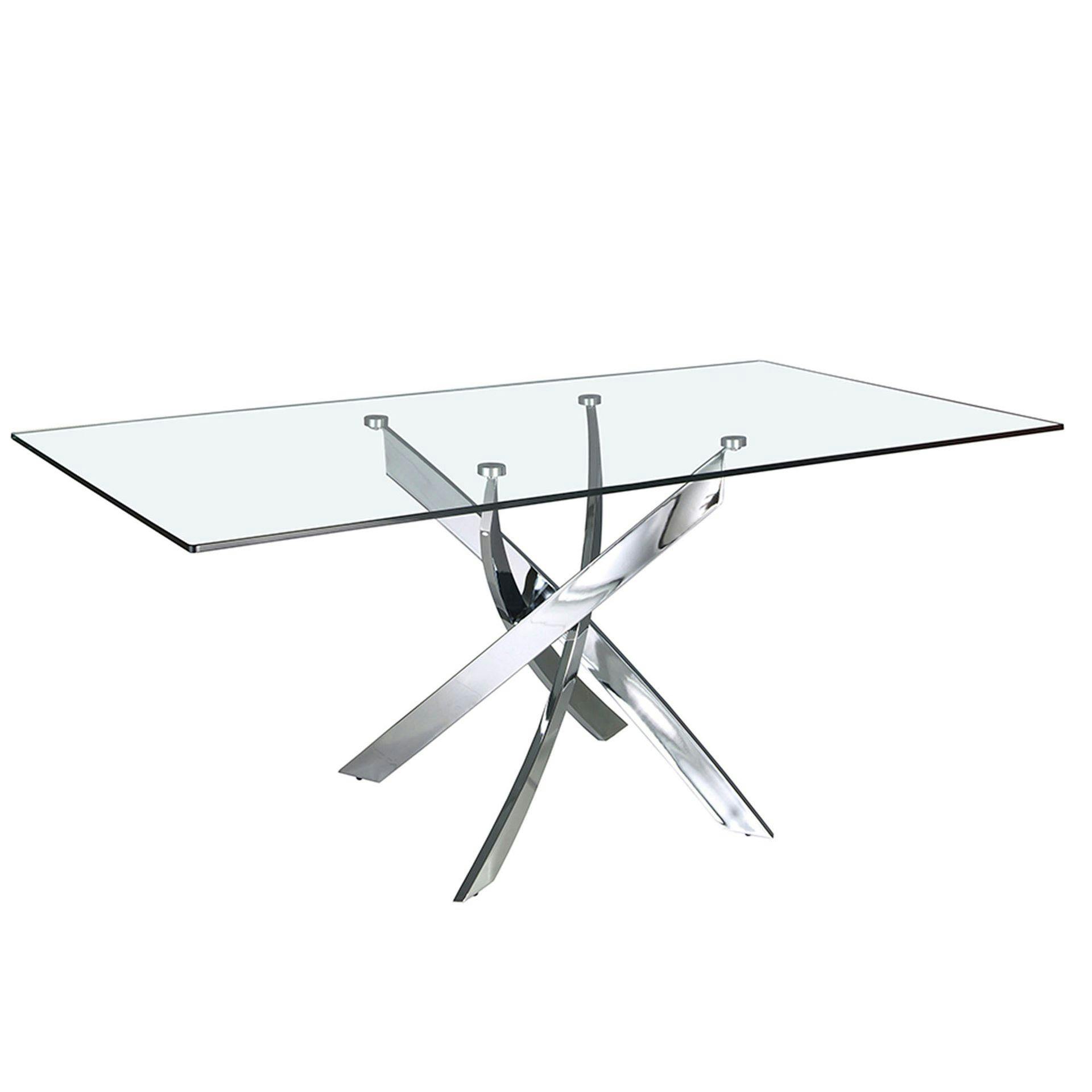 Rackhams Rectangular Tempered Glass And Chrome-Plated Steel Dining Table 1061 - 160 X 95 X 75