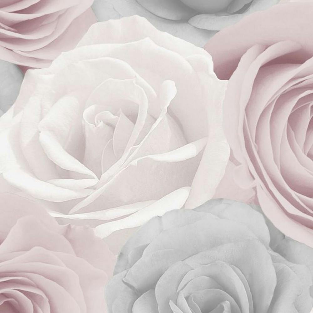 Rackhams Pink Melany Roses Wallpaper - 10M X 53Cm - 100% Mixed