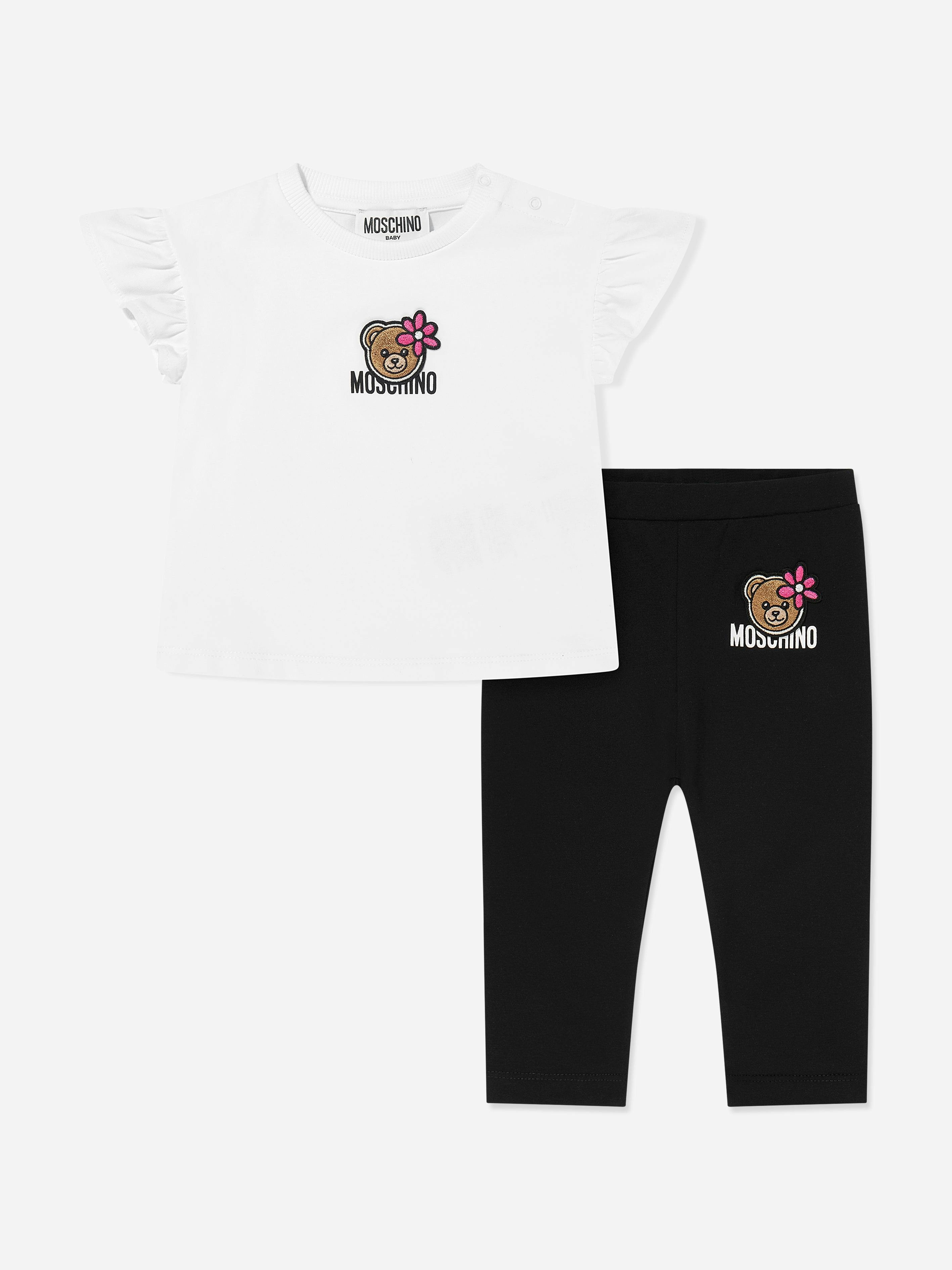 Moschino Kids Girls Black Moschino Baby Bear Logo Leggings Set In - 2 Yrs