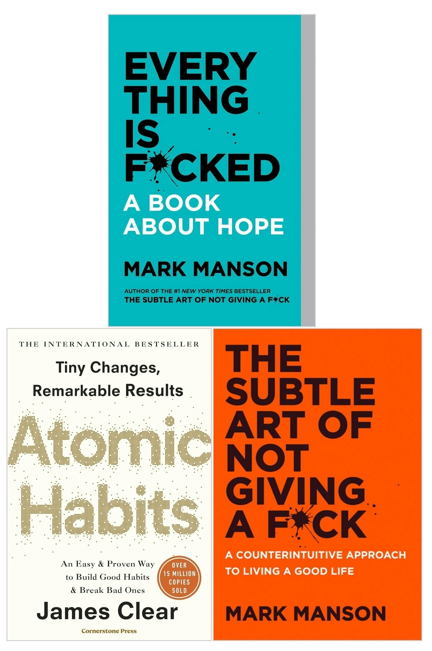 Harpercollins/Cornerstone The Subtle Art Of Not Giving A F*Ck, Everything Is F*Cked, Atomic Habits 3 Books Set