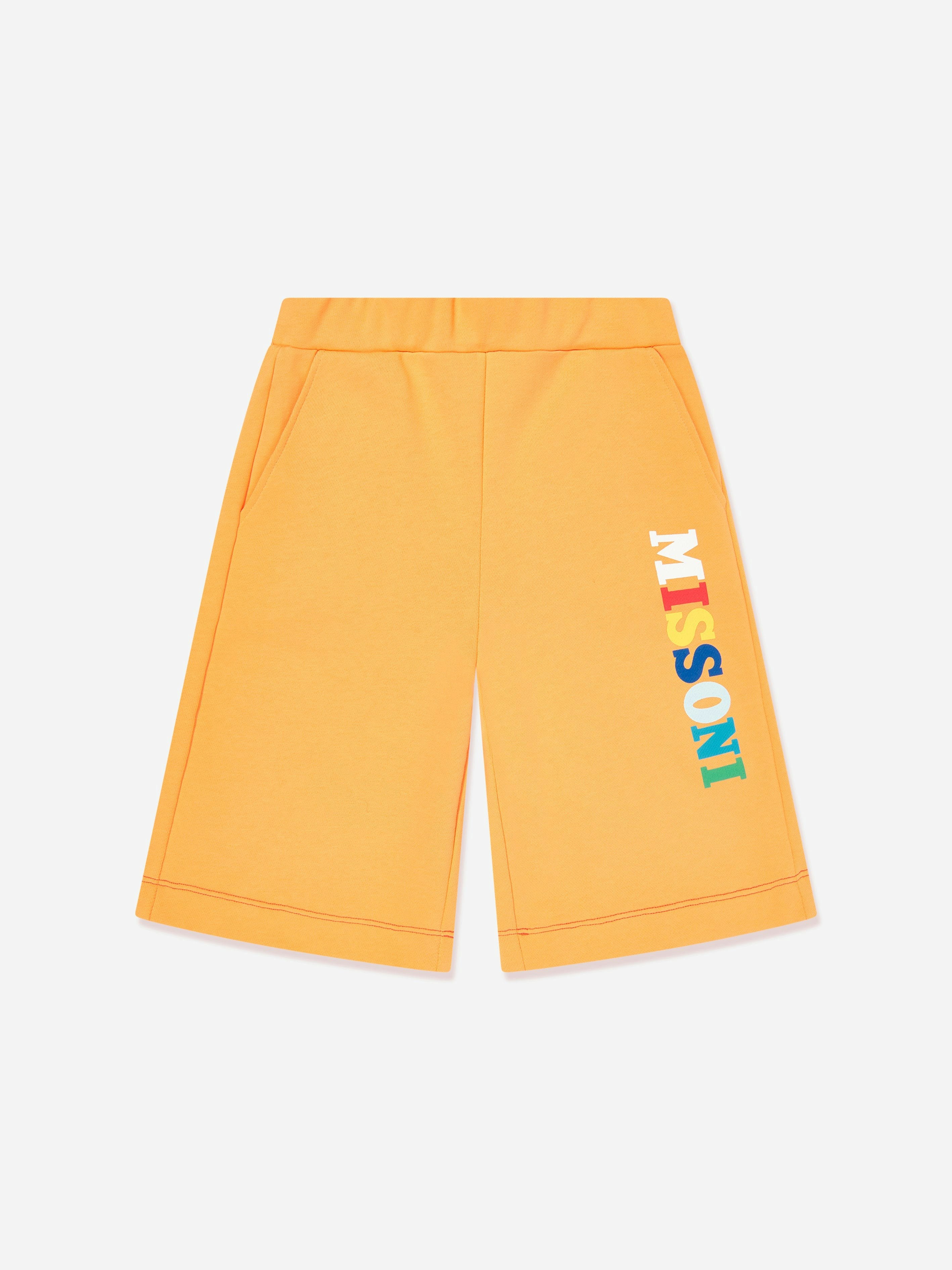 Missoni Boys Orange Logo Jersey Shorts In - 14 Yrs