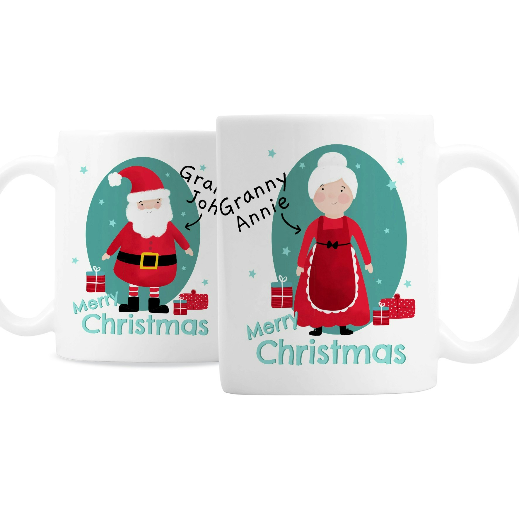 Rackhams Personalised Mr & Mrs Claus Mug Set