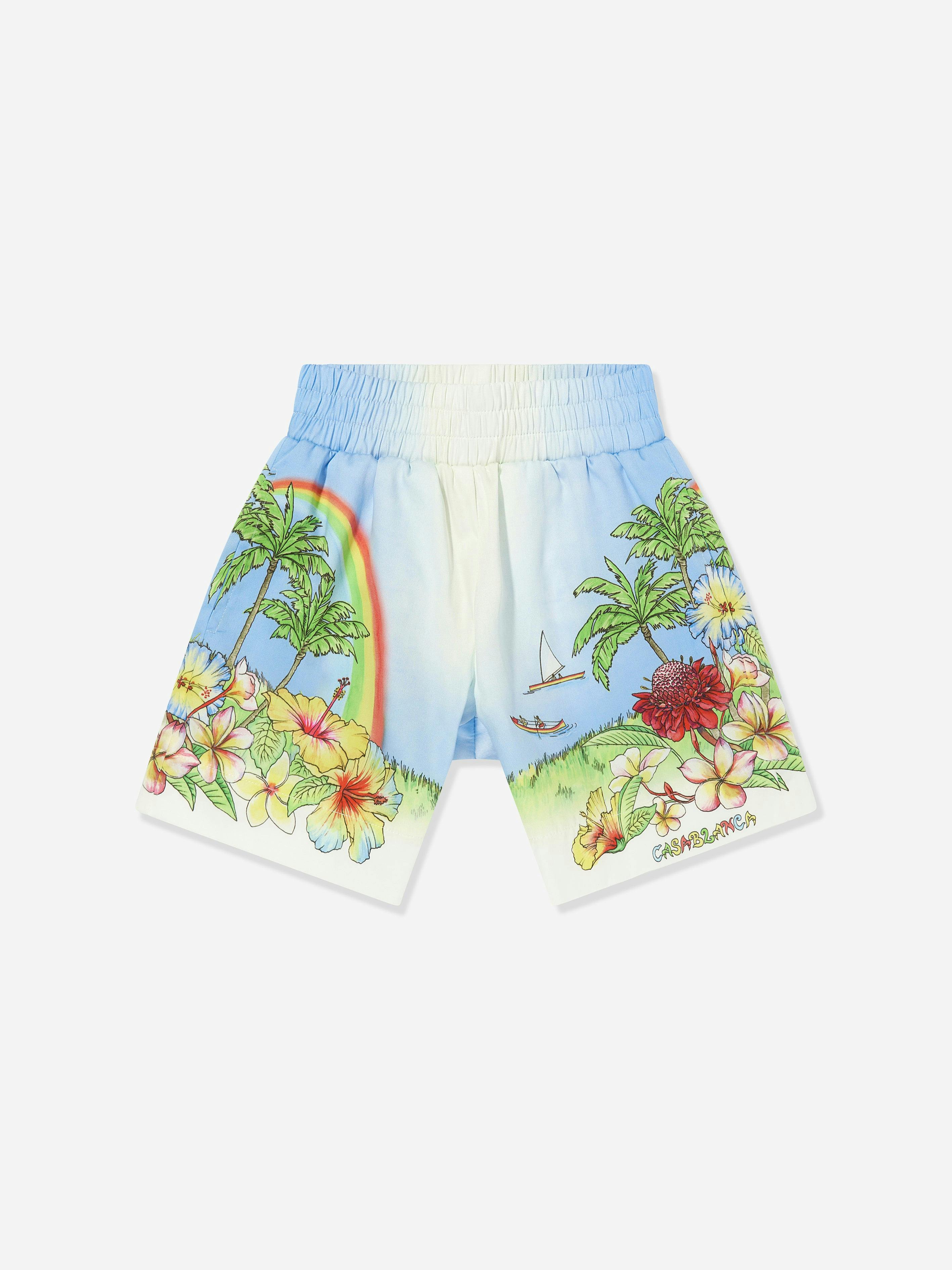 Casablanca Boys Aloha Cotton Shorts In Multicolour - Multicoloured - 11 - 12 Yrs