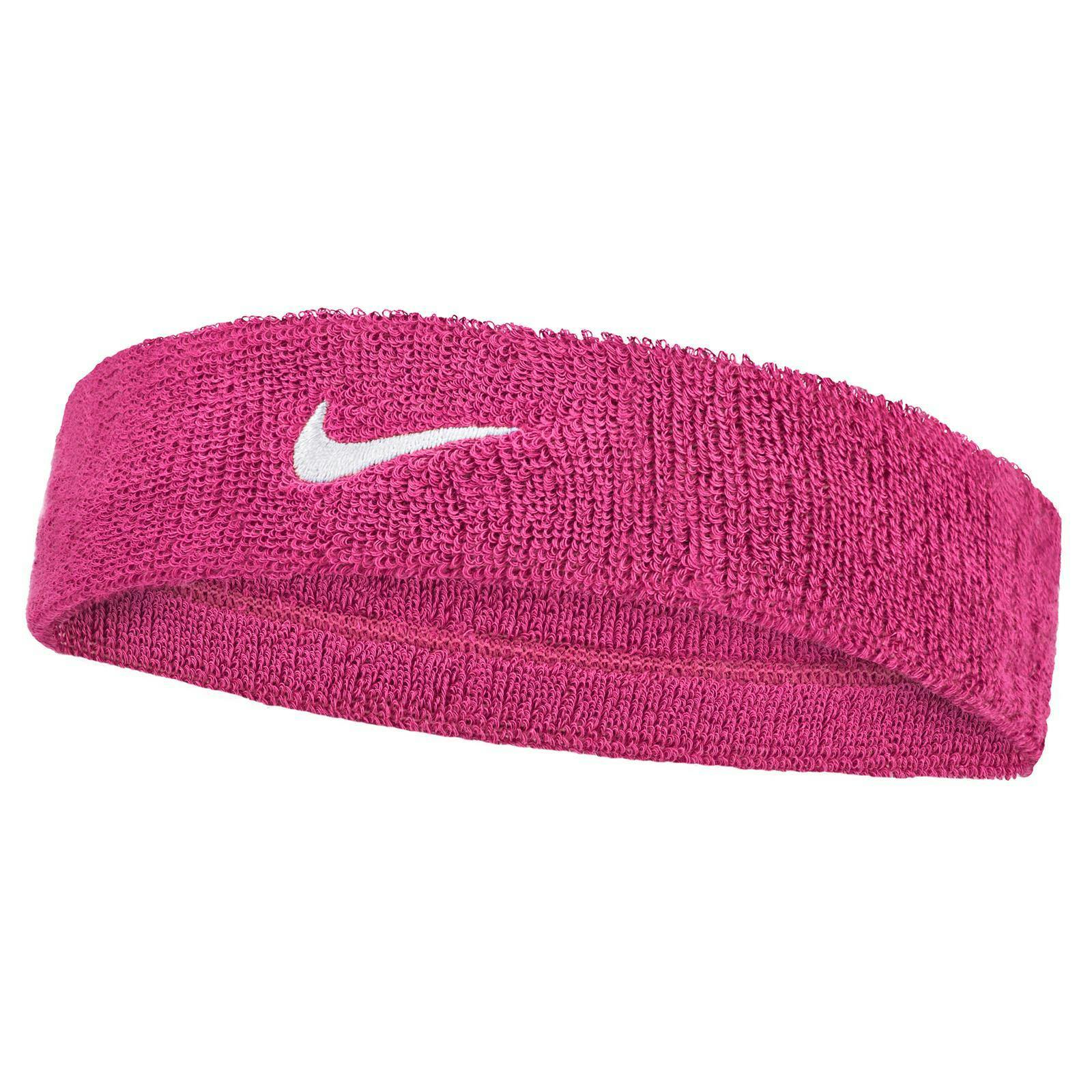 Nike Pink/White Classic Swoosh Headband - One Size - 71% Cotton/19% Nylon/6% Rubber/4% Polyester