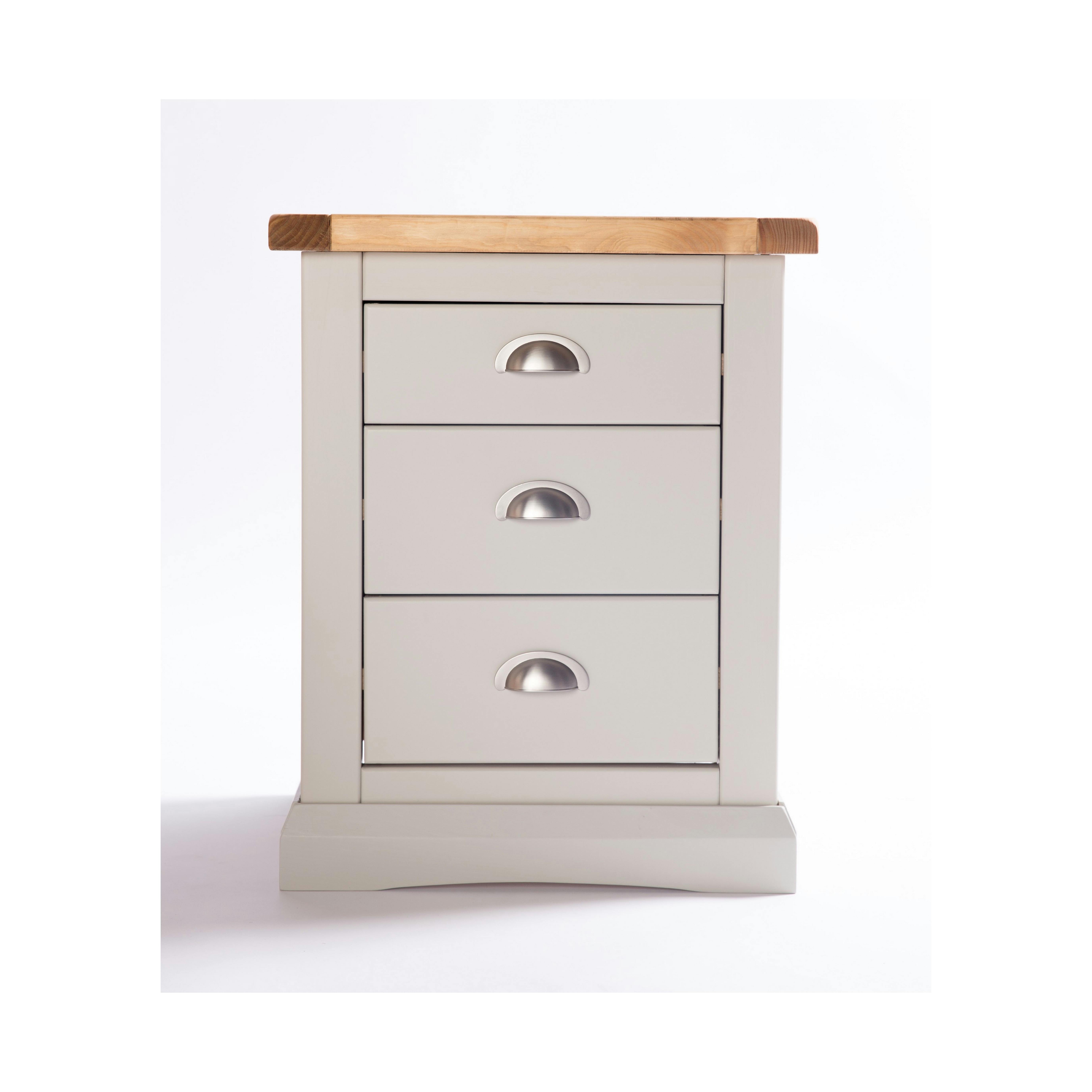 Cabinet Bits Light/Grey Loreo 3 Drawer Bedside Table