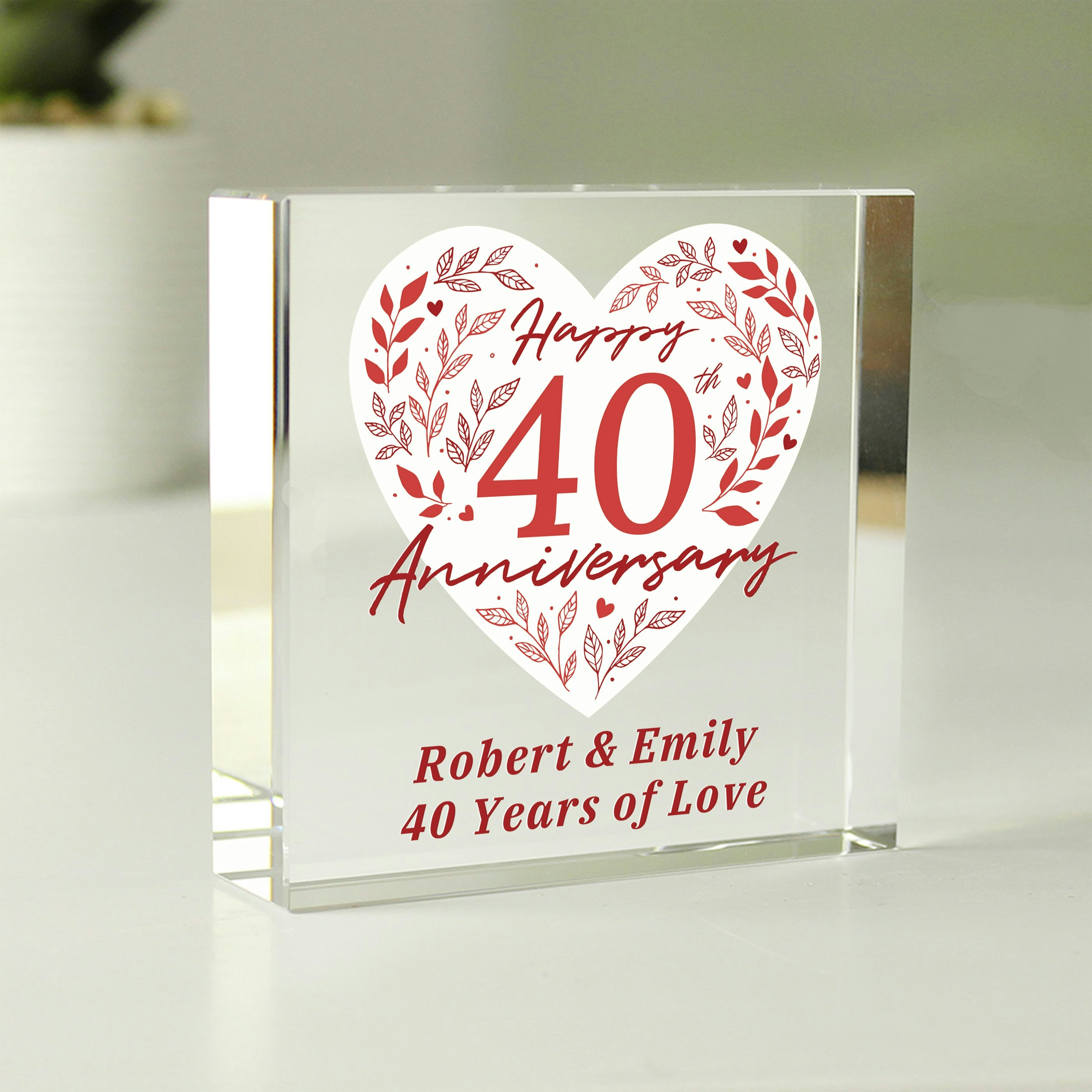 Rackhams Personalised 40Th Ruby Wedding Anniversary Crystal Token