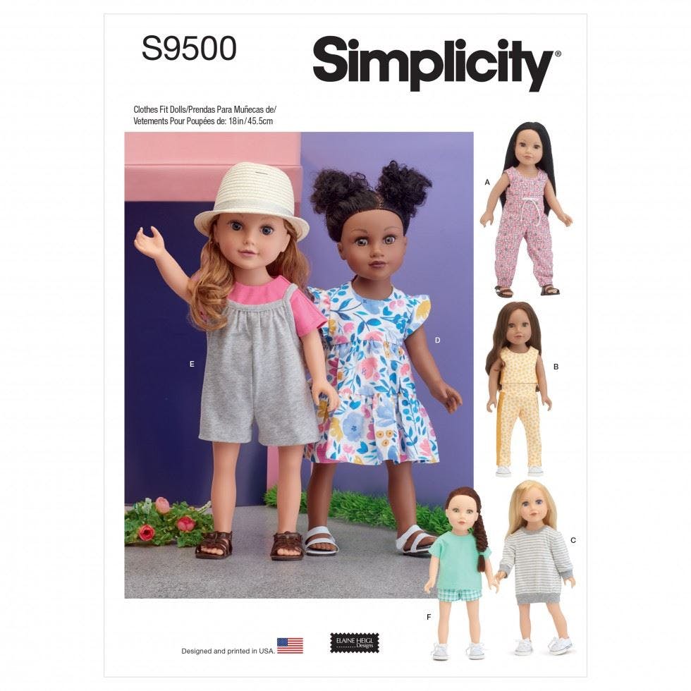 Simplicity Sewing Pattern 9500, Doll Clothes Os (One Size) - Intermediate - Os (One Size)