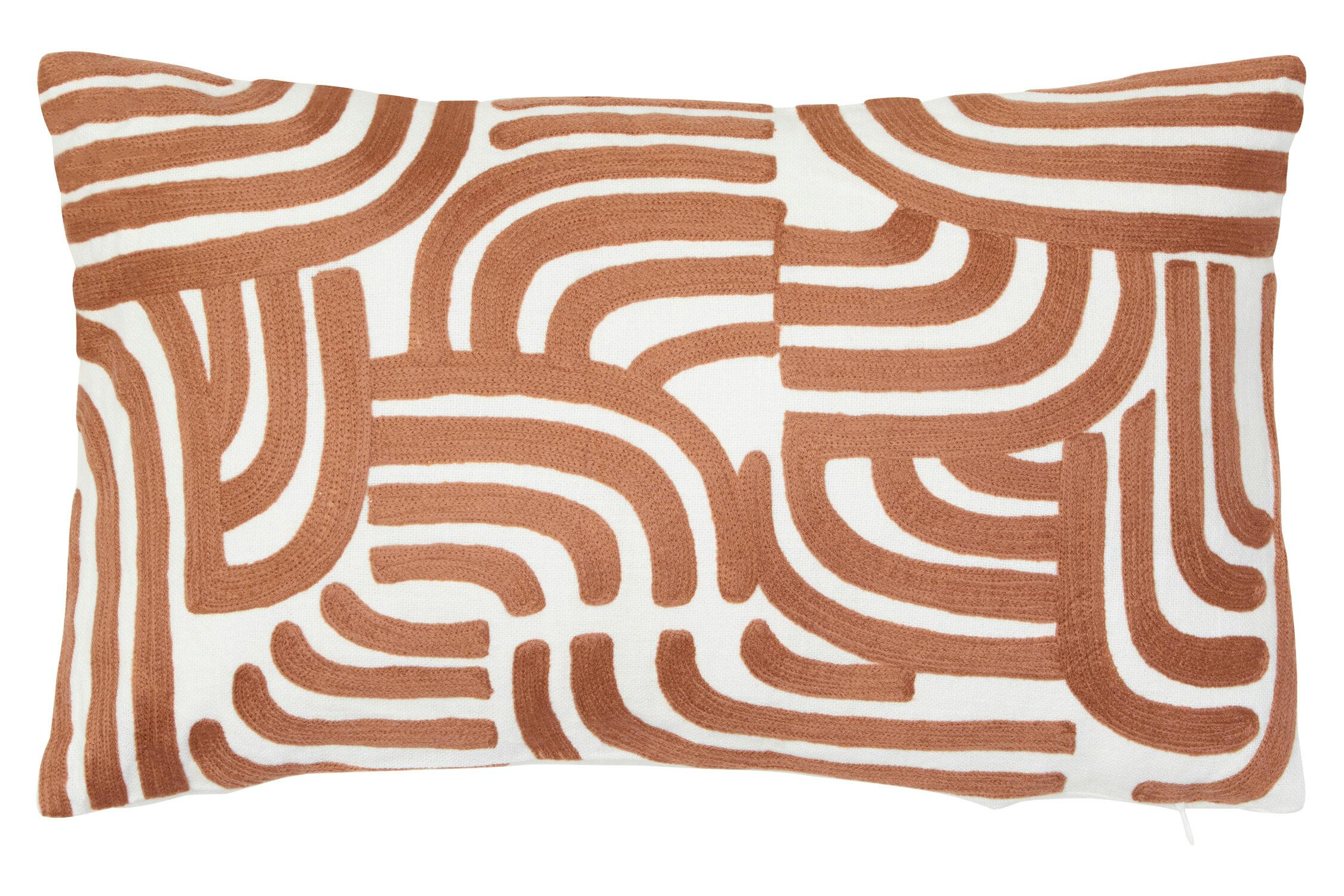Bosie Ozella Cushion - Natural and Terracotta Brown - Cotton with Abstract Embroidery - Image 4