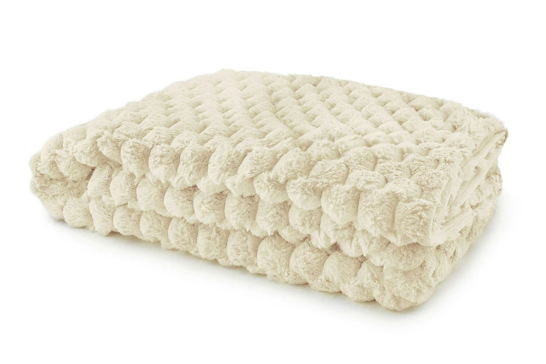 Emma Barclay Cream Lush Faux Rabbit Fur Throw - 127X152cm