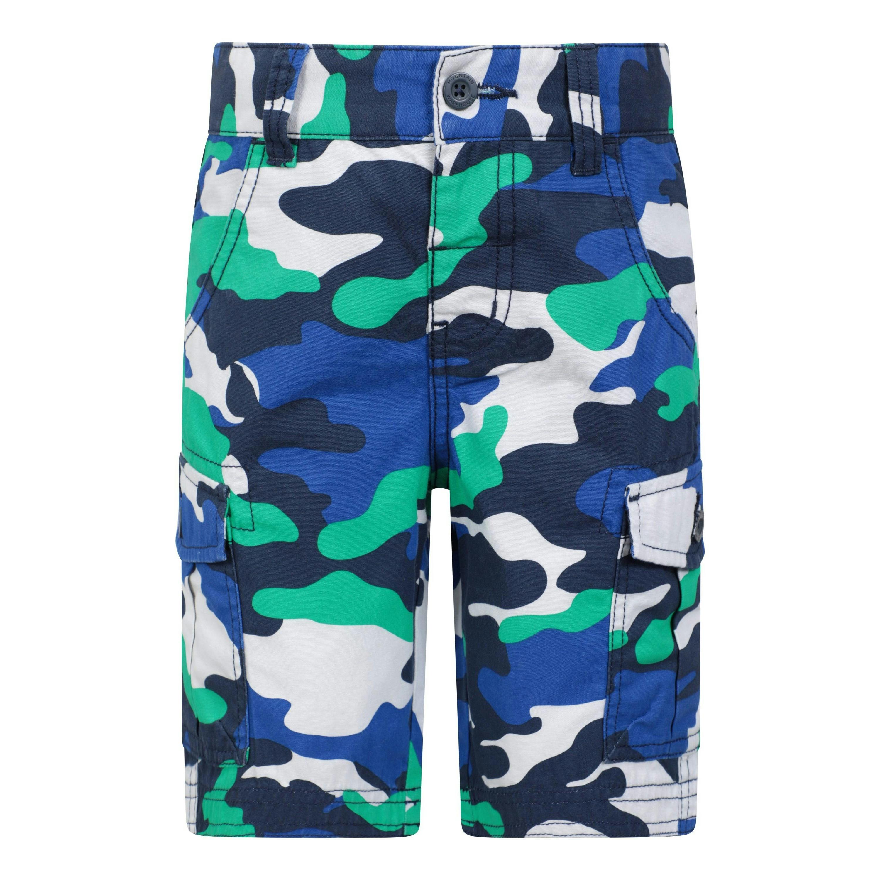 Mountain Warehouse Blue Kids Camo Cargo Shorts - Bright - 13 Years - Bright - 100% Cotton