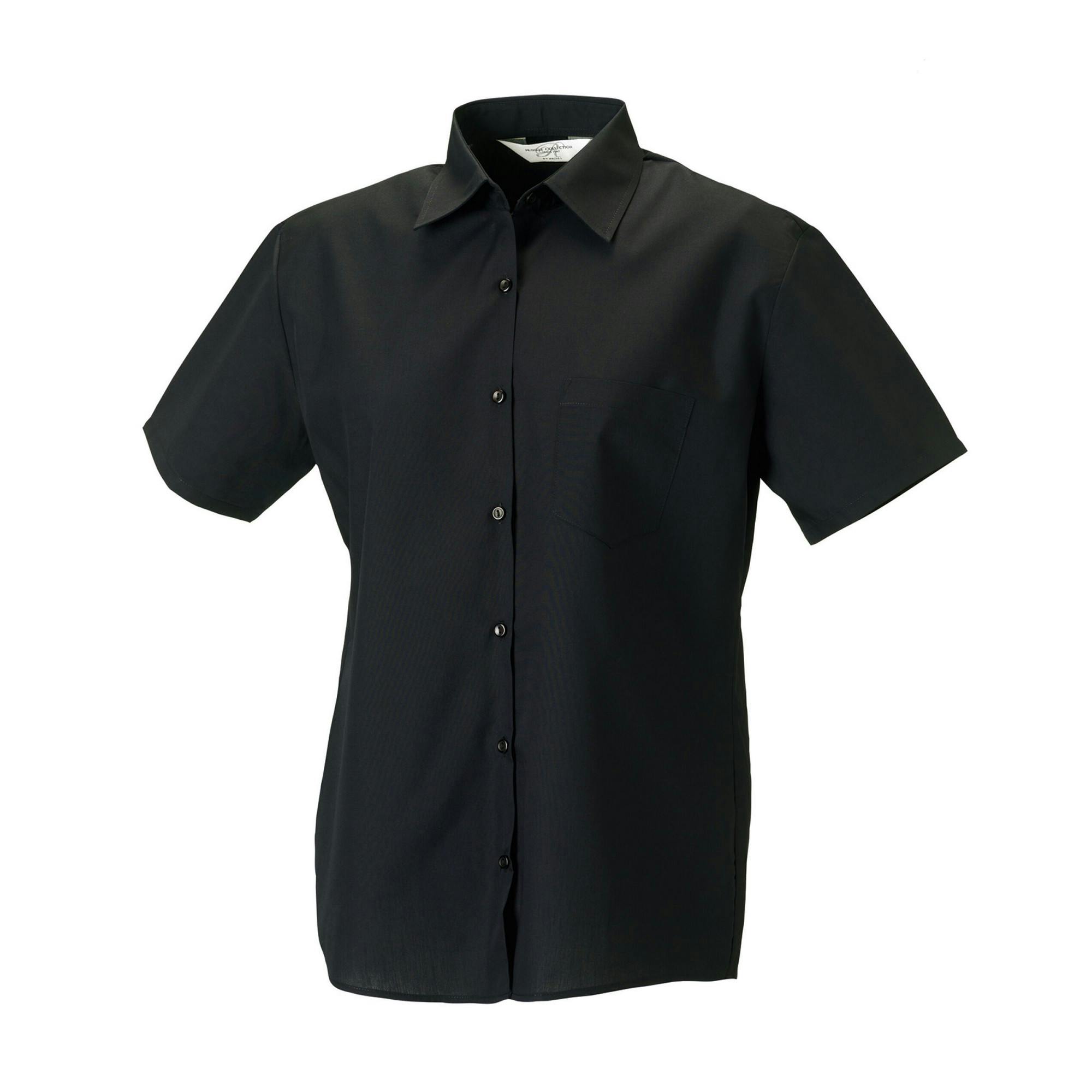 Russell Collection Women's Black Poplin Easy-Care Short-Sleeved Formal Shirt - 4XL - 65% Polyester/35% Cotton