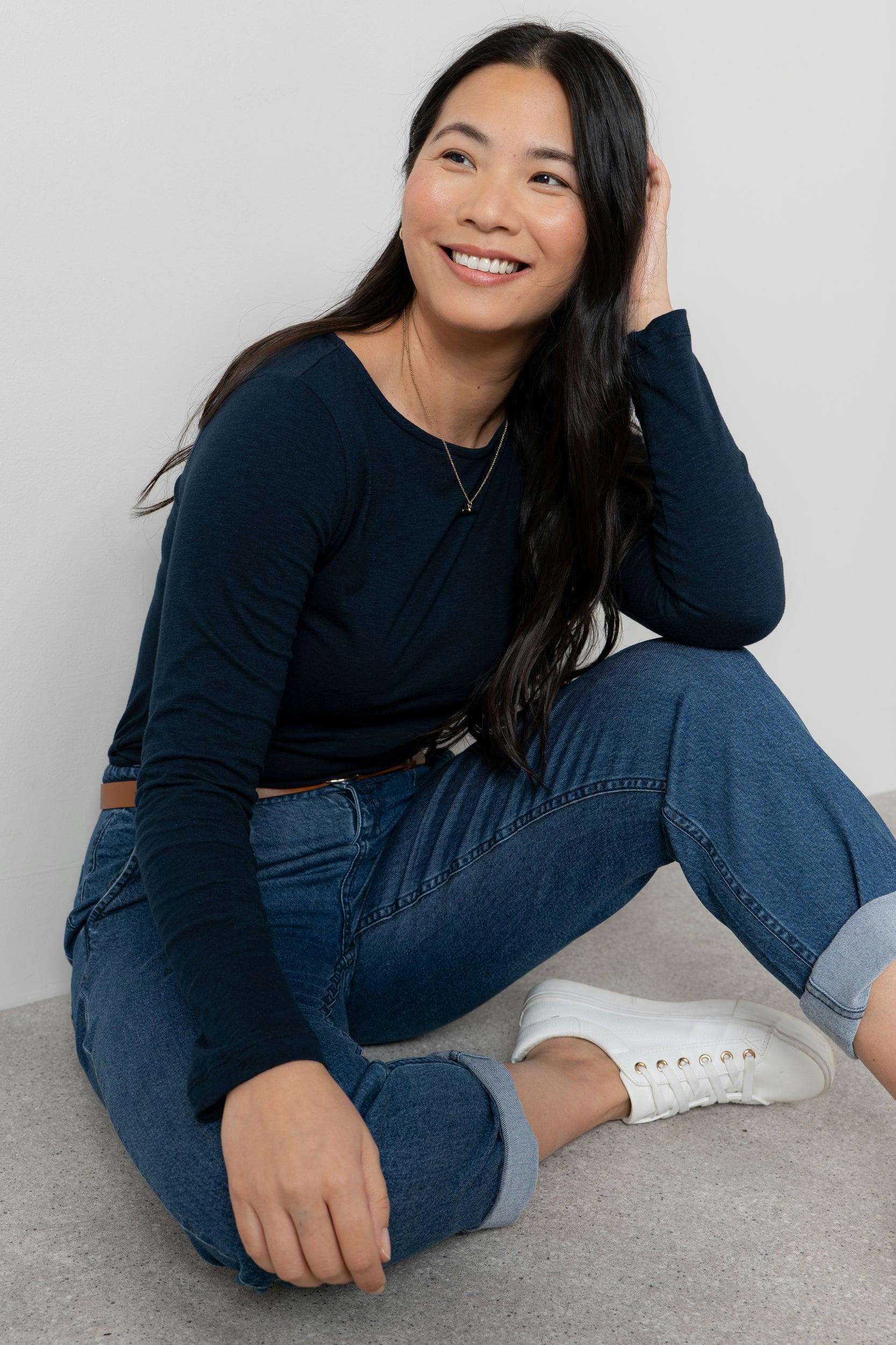 Lily & Me Monica Organic Cotton Jersey Top Navy - 16 - Navy
