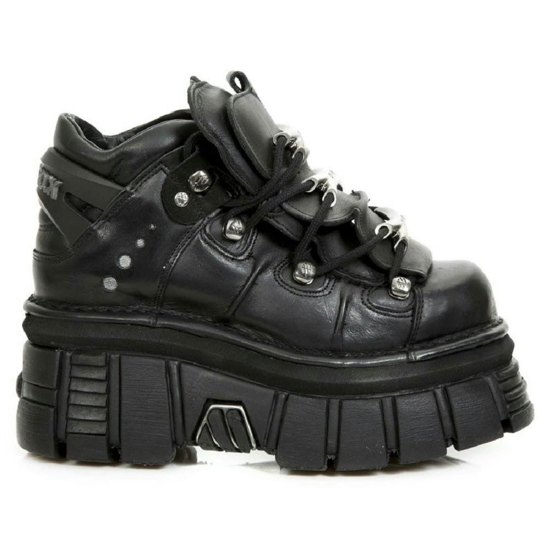 New Rock Black M.106-S29 Tower Shoes Metallic Leather - Eu 39