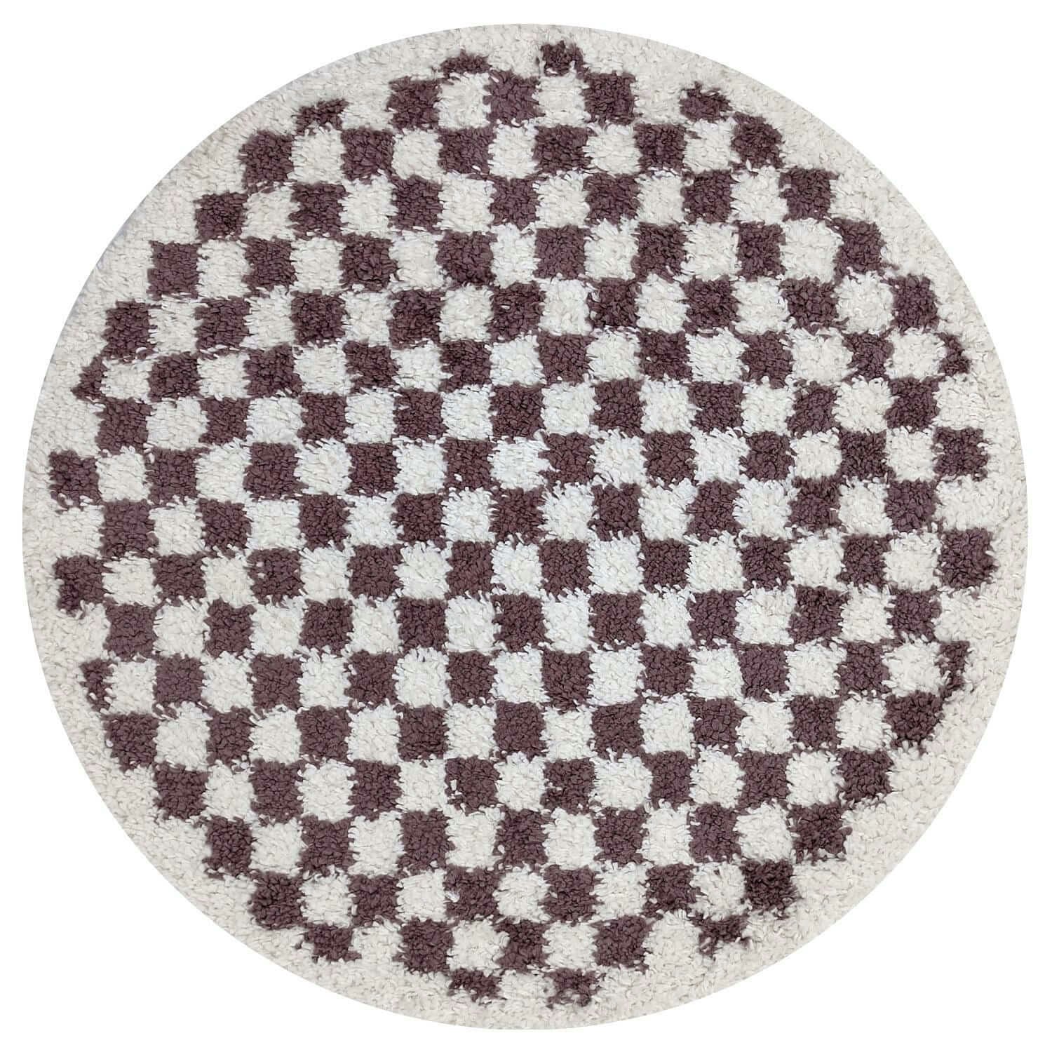 Rackhams Purple Moodi Shaggy Mosscheck Rug - Ø 120 Cm
