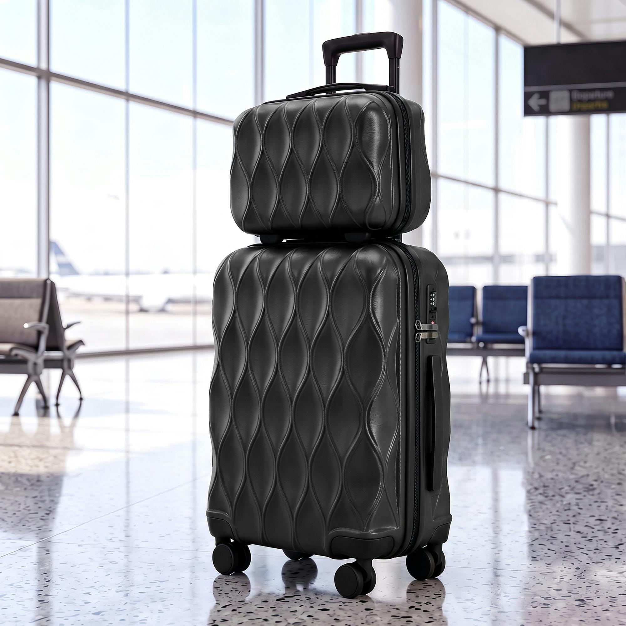 Homcom Black 2-Piece Luggage Set, Hard Shell Suitcase Set With Tsa Lock, - Hard Shell Suitcase Set