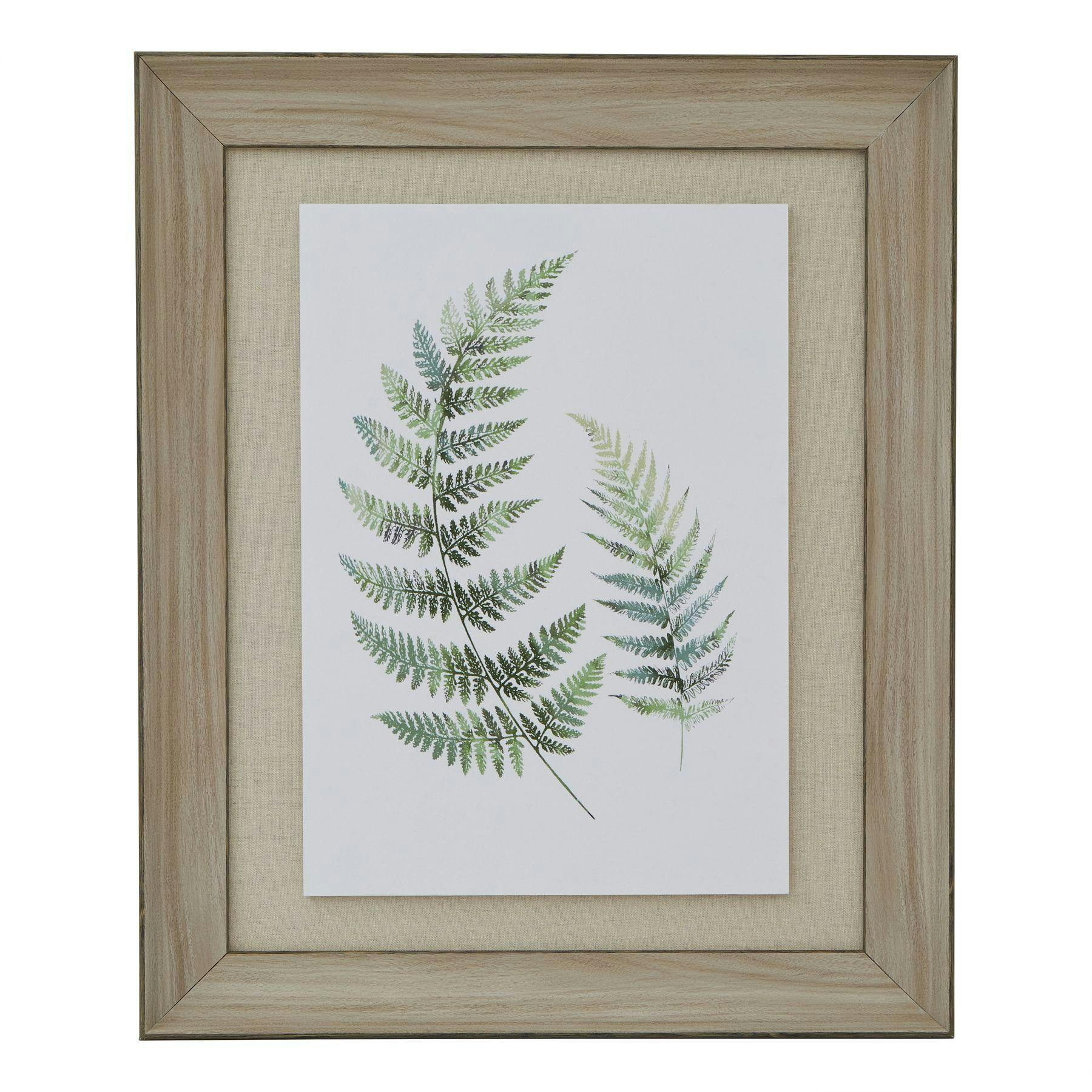 Hill Interiors White/Green/Brown Fern Duo Wood Framed Art Print - 60Cm X 5Cm X 50Cm