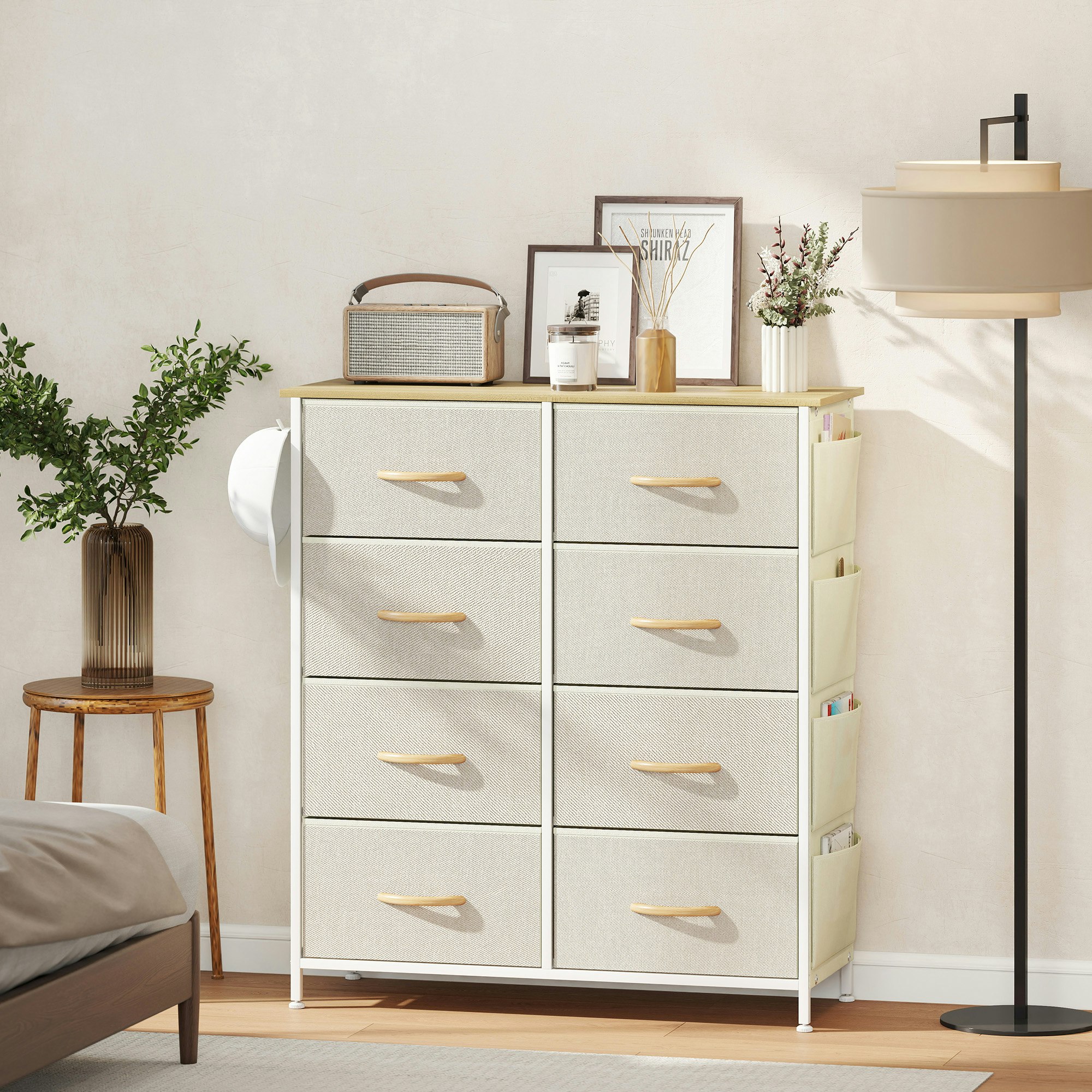 Rackhams Beige Fabric Chest Of Drawers, 4 Drawer Dresser For Bedroom, - 8 Fabric Drawers