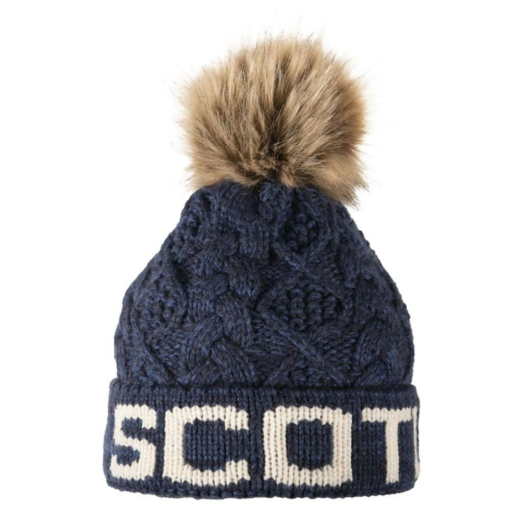 Aran Traditions Aran Diamond Cable Scotland Pom Pom Hat - Navy