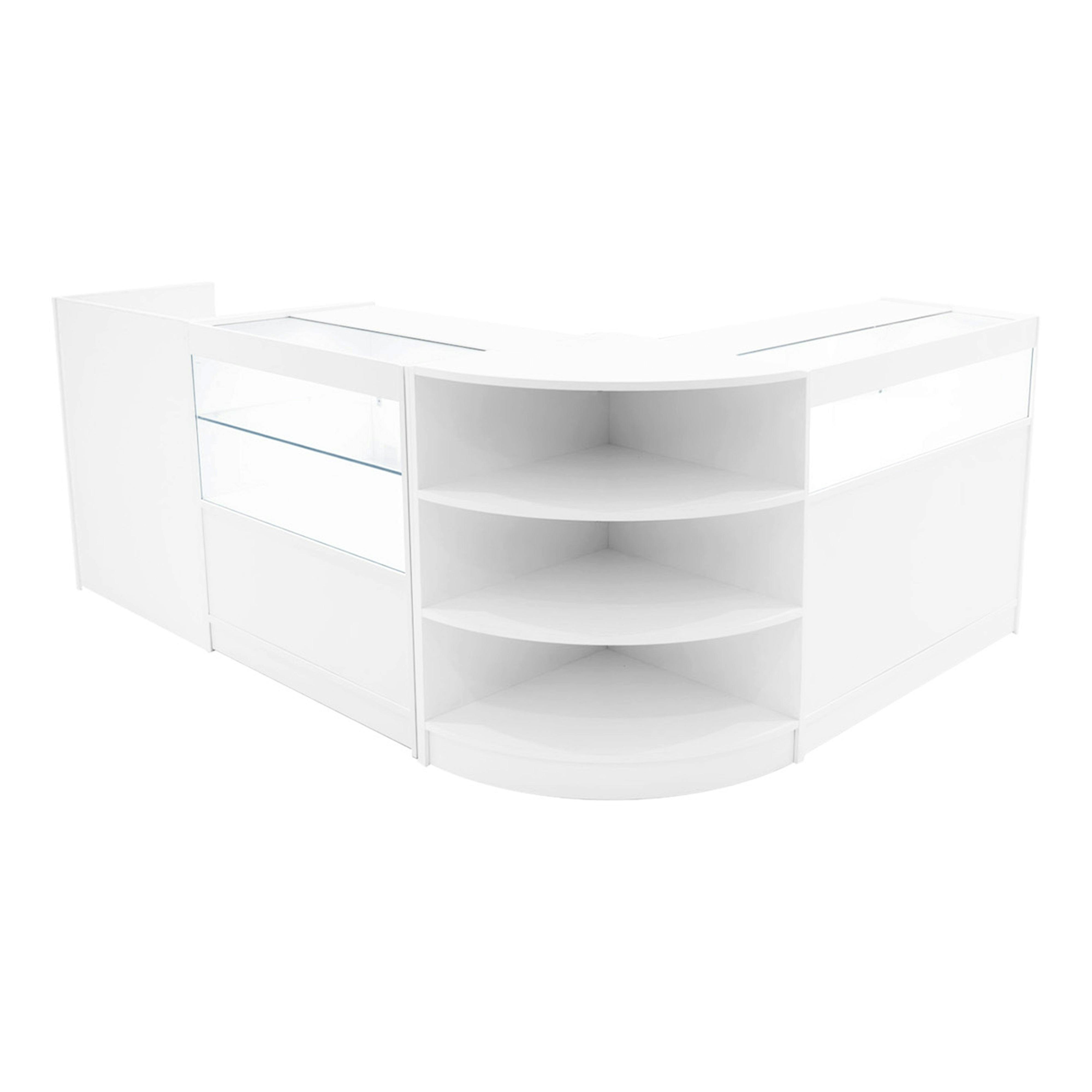 Rackhams White Europa Led Shop Counter Set B900, C900, Tb60 & Lm60