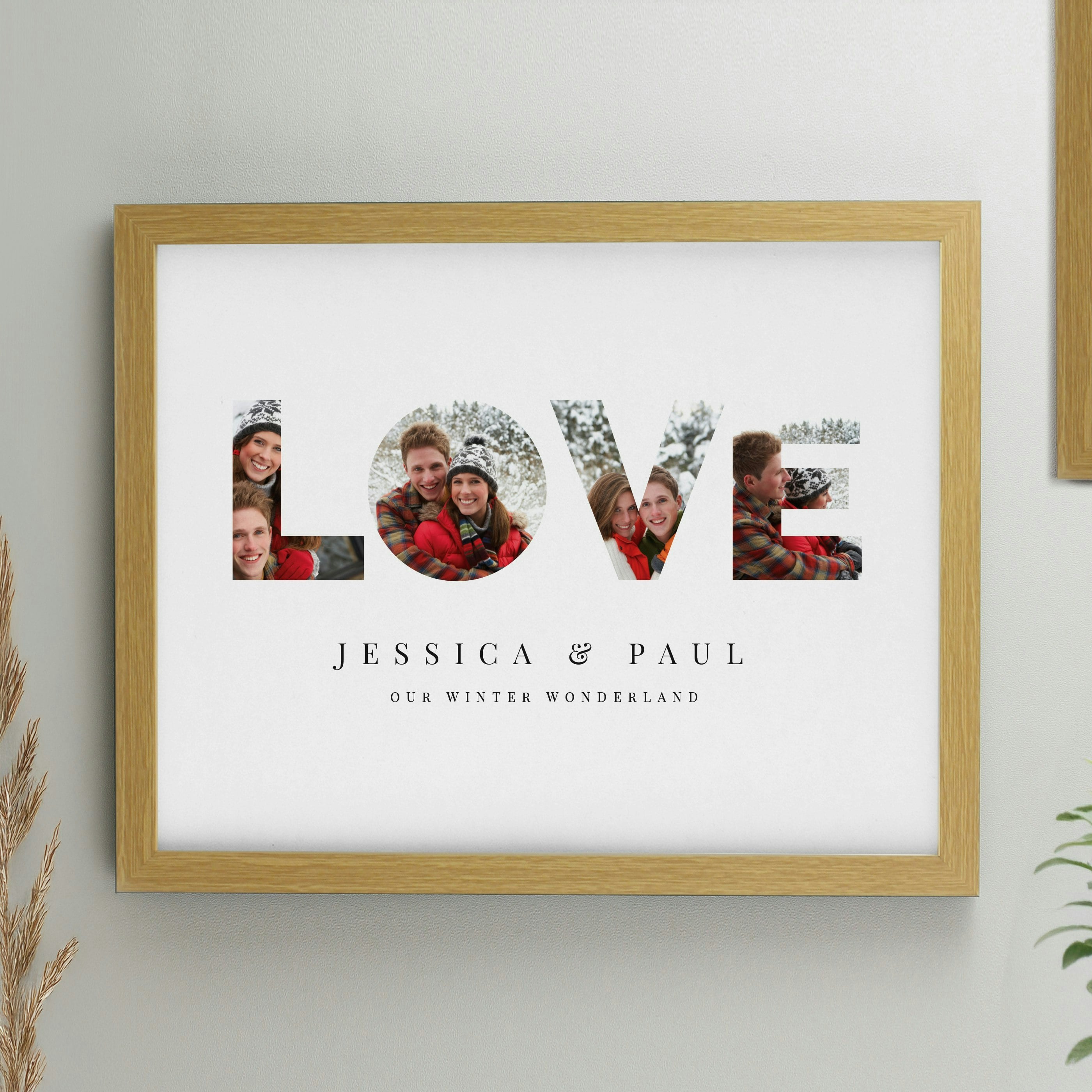 Personalised Memento Company Personalised Love Photo Upload Oak Poster Frame