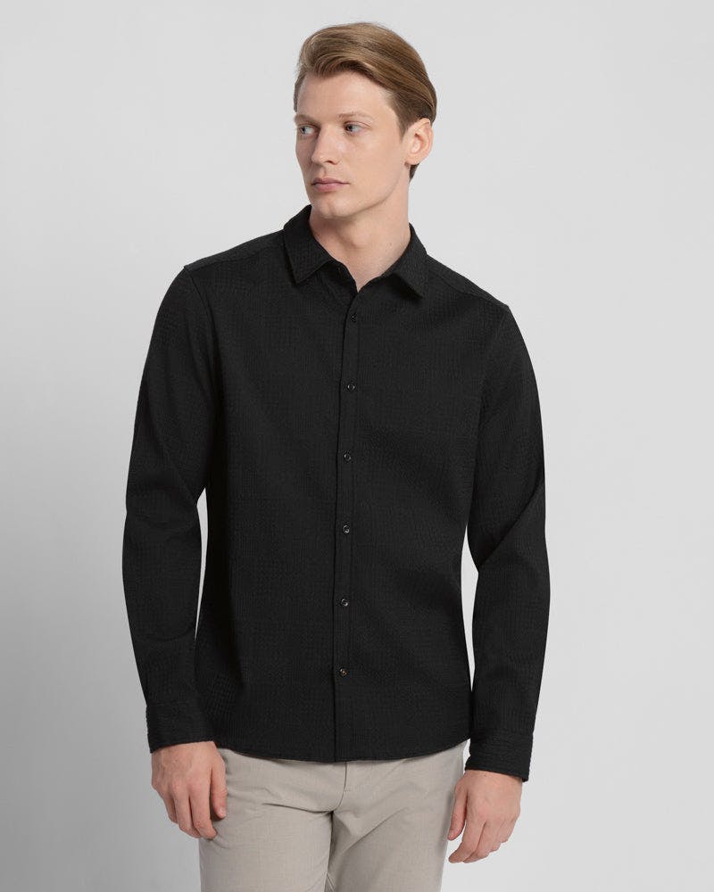 Steel & Jelly Black Multi-Texture Long Sleeve Shirt - L