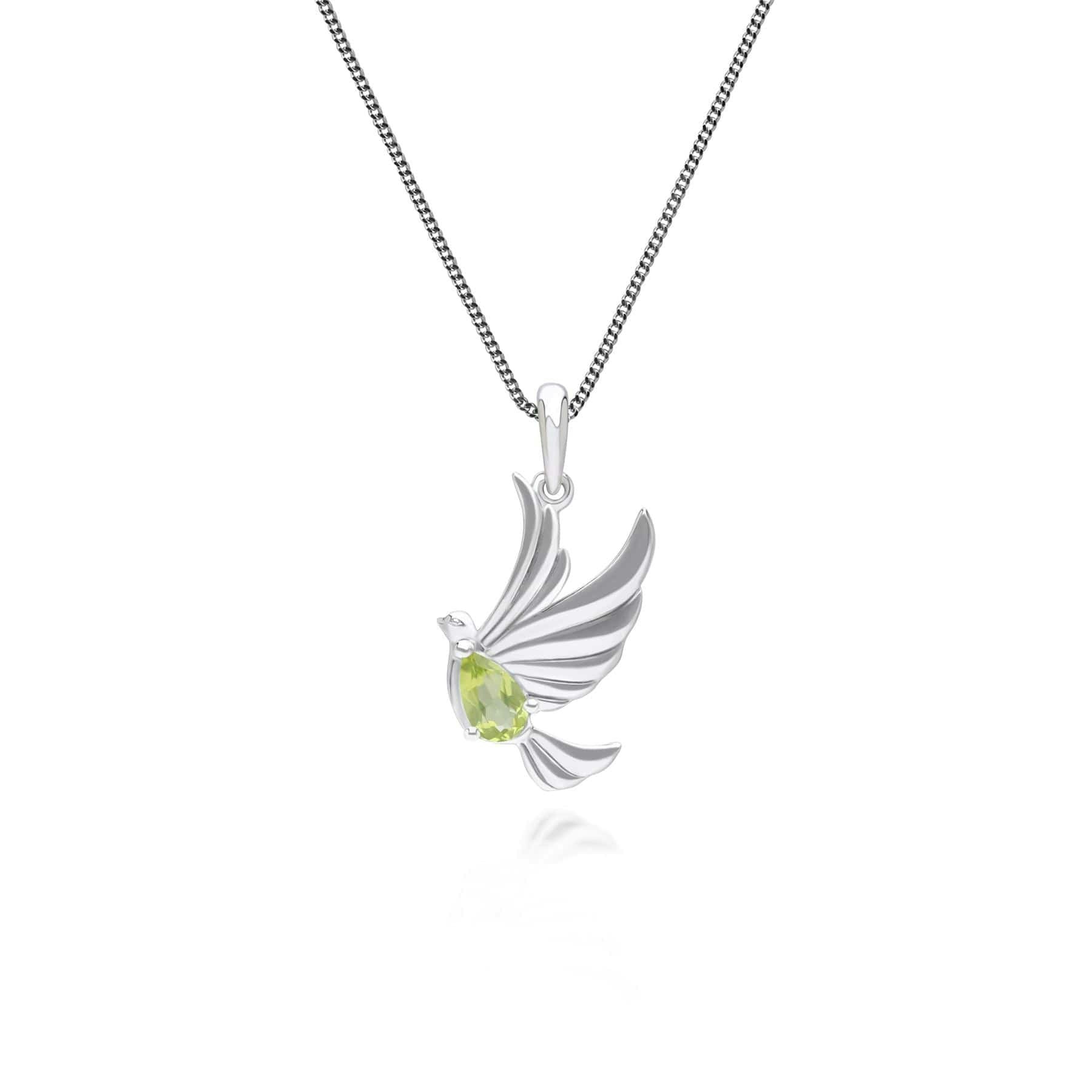 Gemondo Women's Silver Ecfew™ Creator Peridot Dove Pendant Necklace In Sterling Size 16