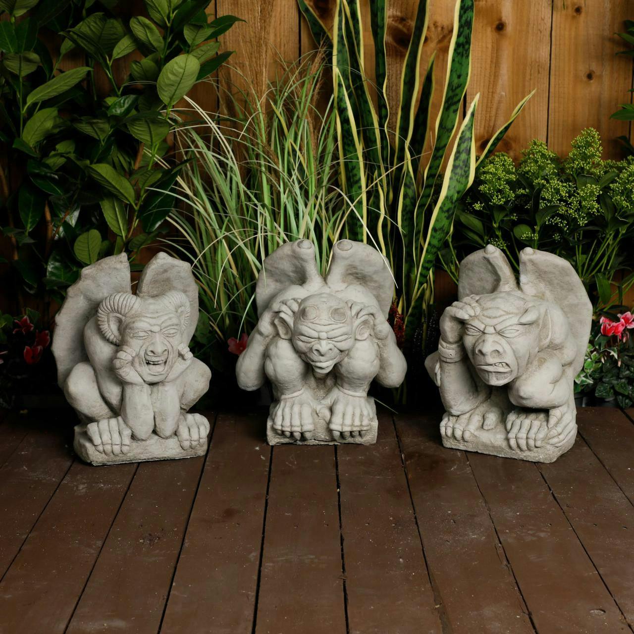 Osn Set Of Three Gargoyle Statues