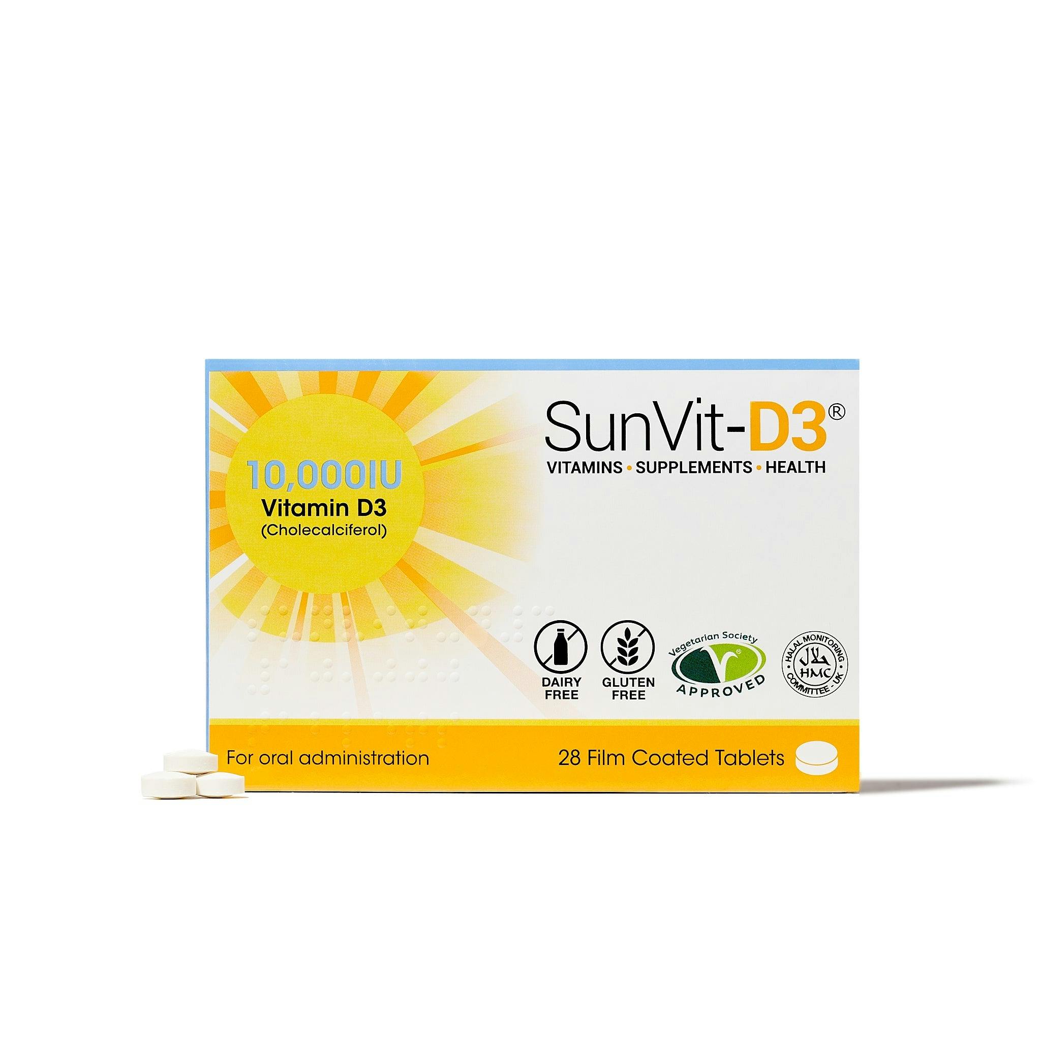 Sunvit-D3 10,000Iu (250Μg) 28, High Strength Weekly Vitamin D3 Tablets For Adults