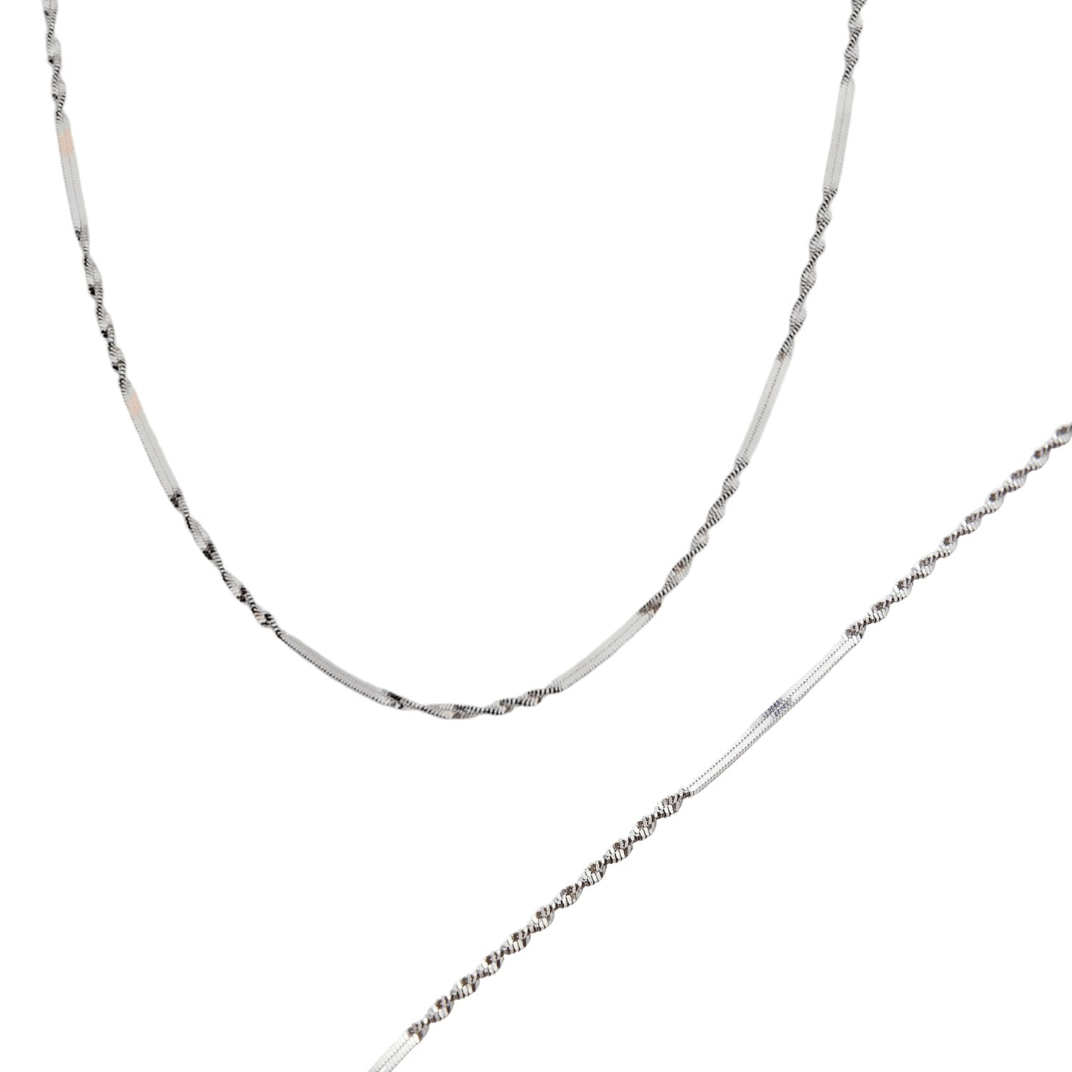 Spero London Silver Half Twisted Sterling Chain Necklace Bracelet Set Semi Singapore Chain