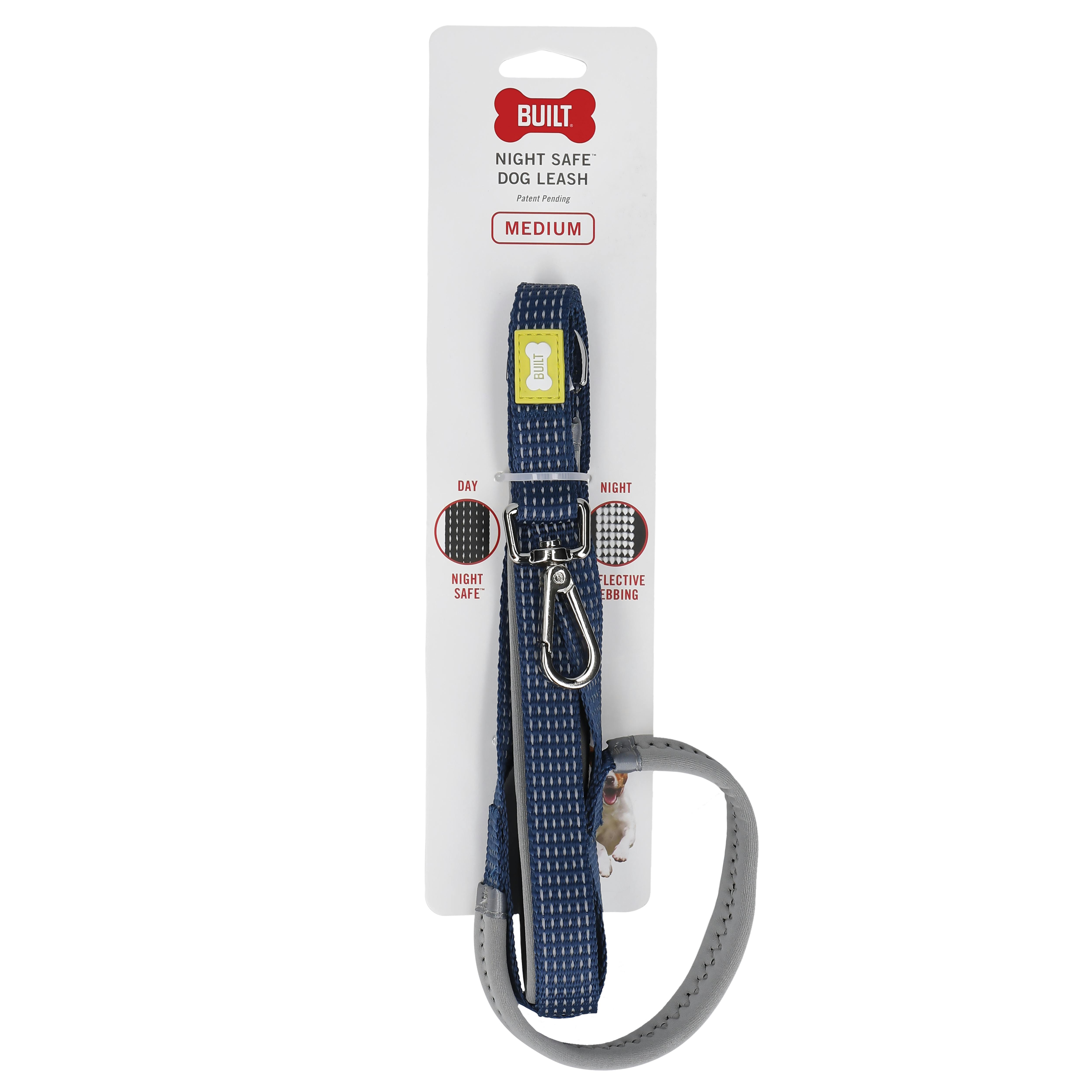 Built New York Blue Built Pet Medium Double Handled Nightsafe™ Reflective Lead