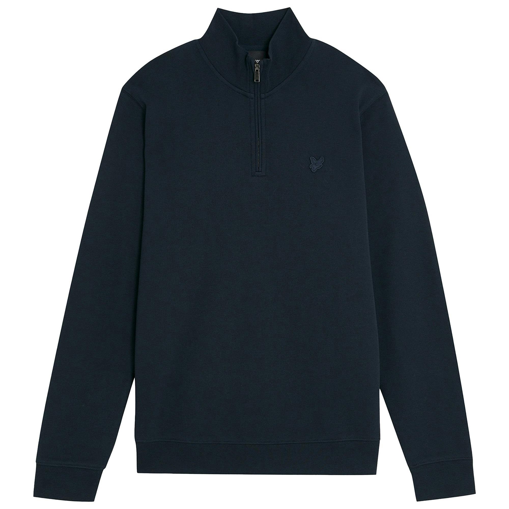Lyle & Scott Dark Tonal Superfine Quarter Zip Sweatshirt - Navy - XX-Large