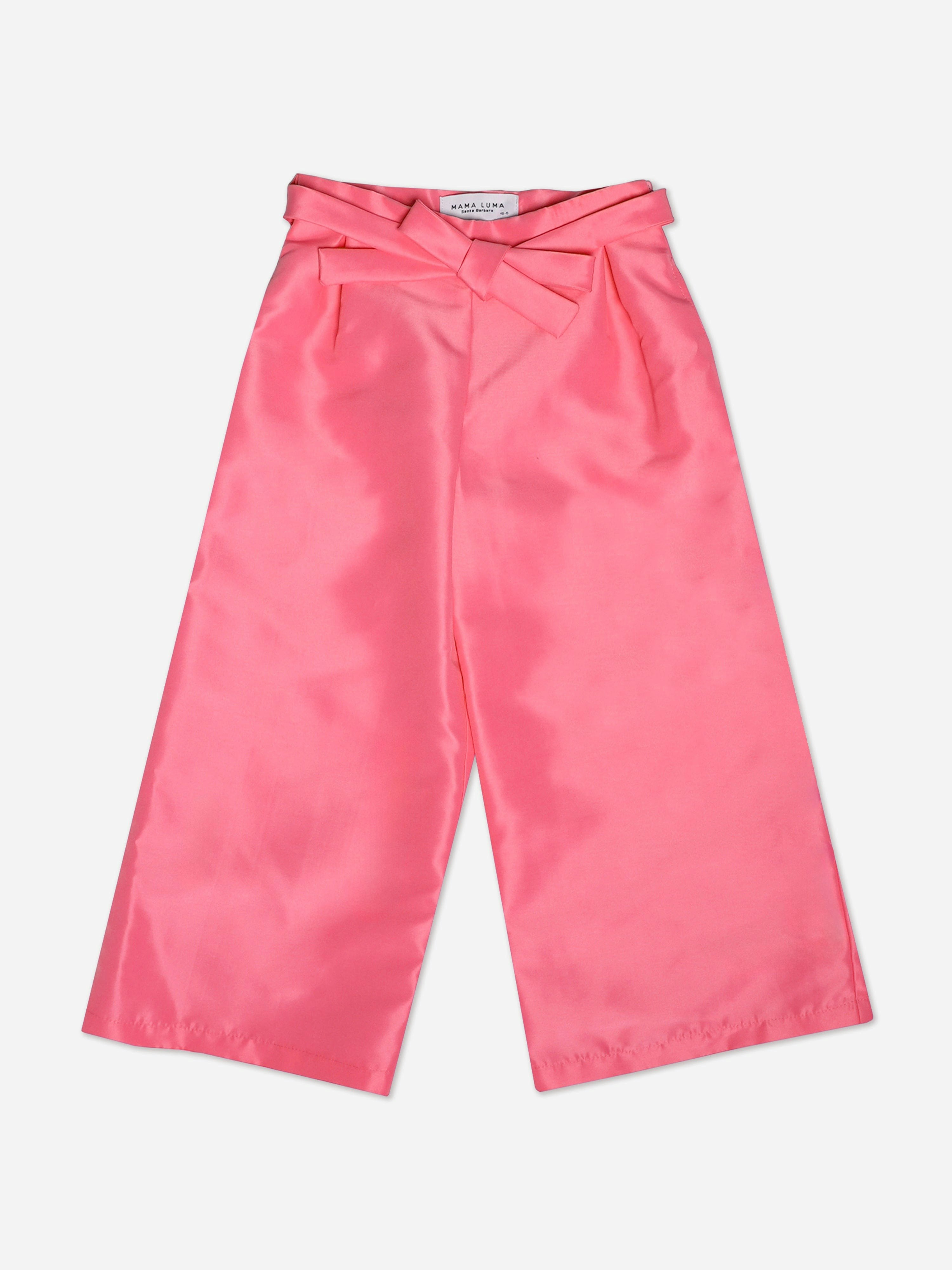 Mama Luma Girls Pink Wide Leg Trousers In - 5 - 6 Years