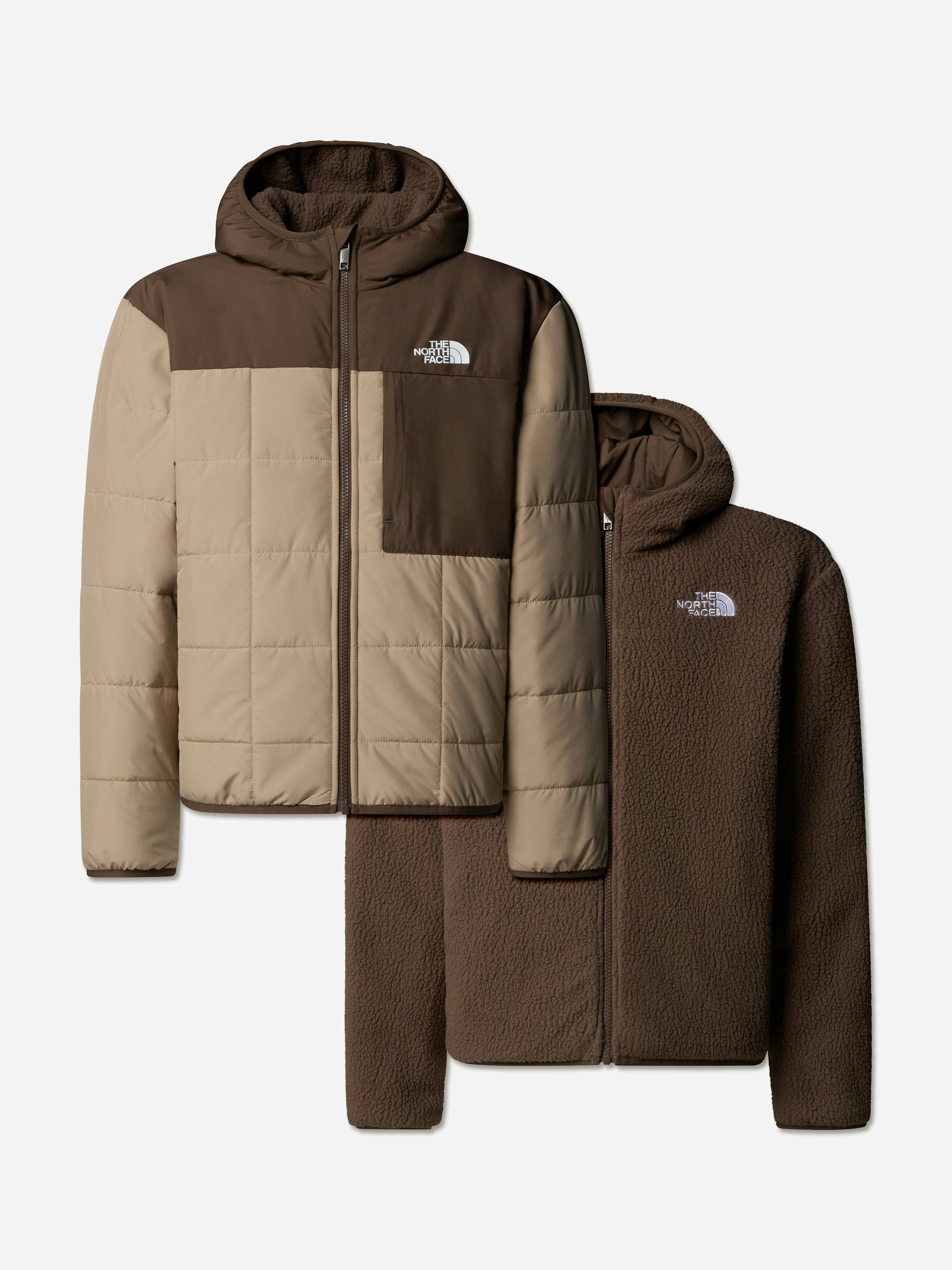 The North Face Boys Beige Reversible Shasta Hooded Jacket In - Xs (6 Yrs)
