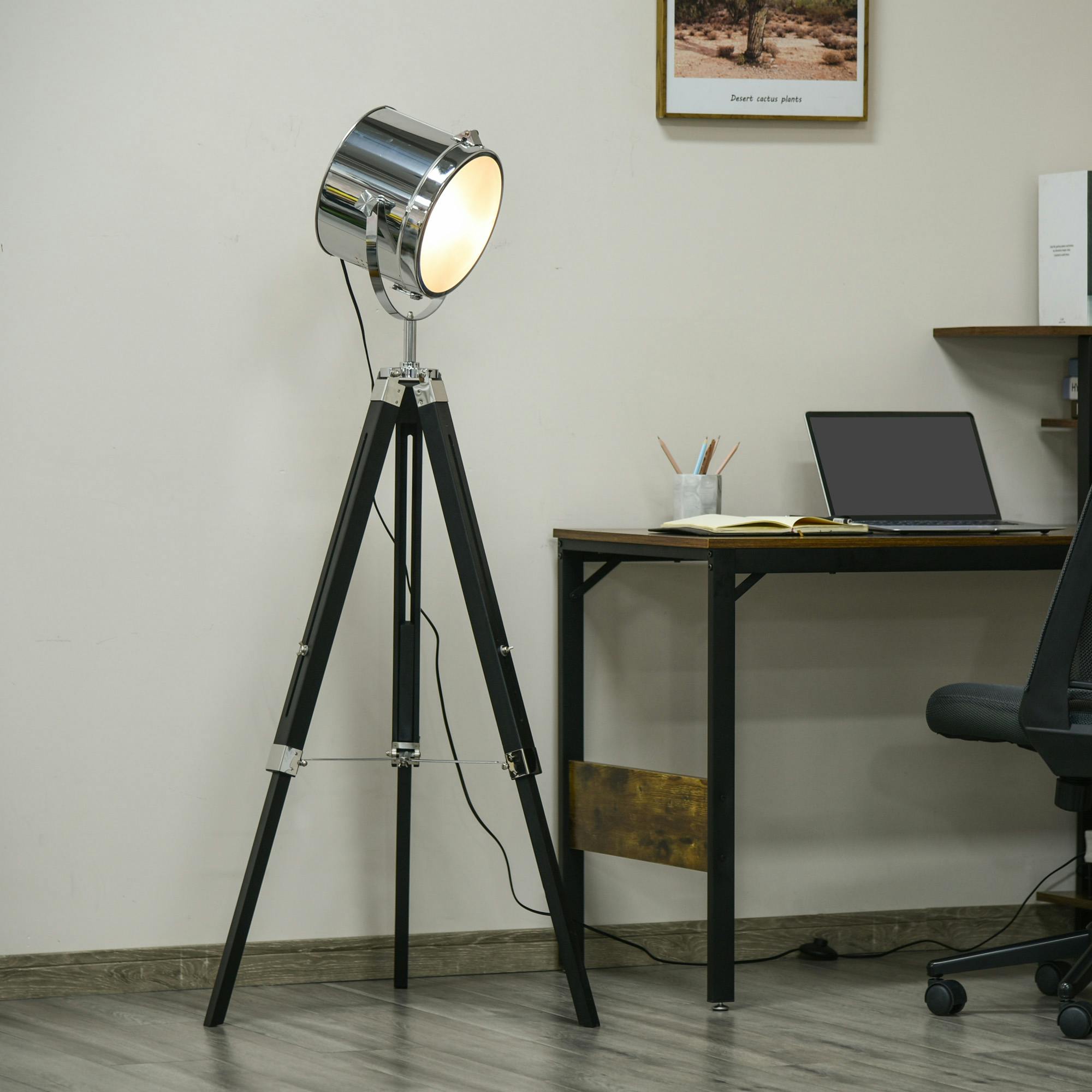 B&Q - Industrial Style Adjustable Tripod Floor LampSearchlight Reading Lamp - Image 4