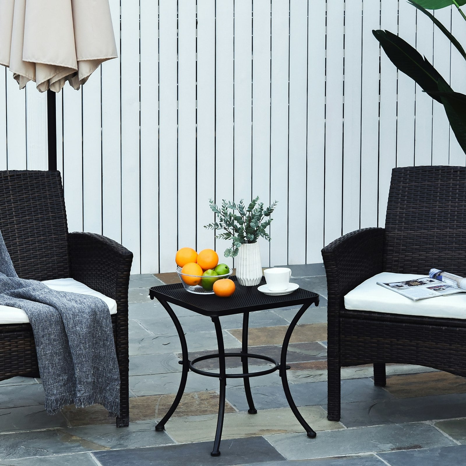 Rackhams Black 45Cm Square Metal Outdoor Patio Bistro Table Coffee Desk - Metal