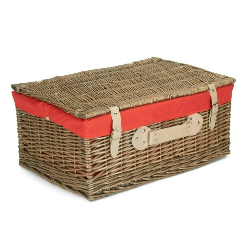 Rackhams Red 56Cm Antique Wash Willow Picnic Wicker Basket