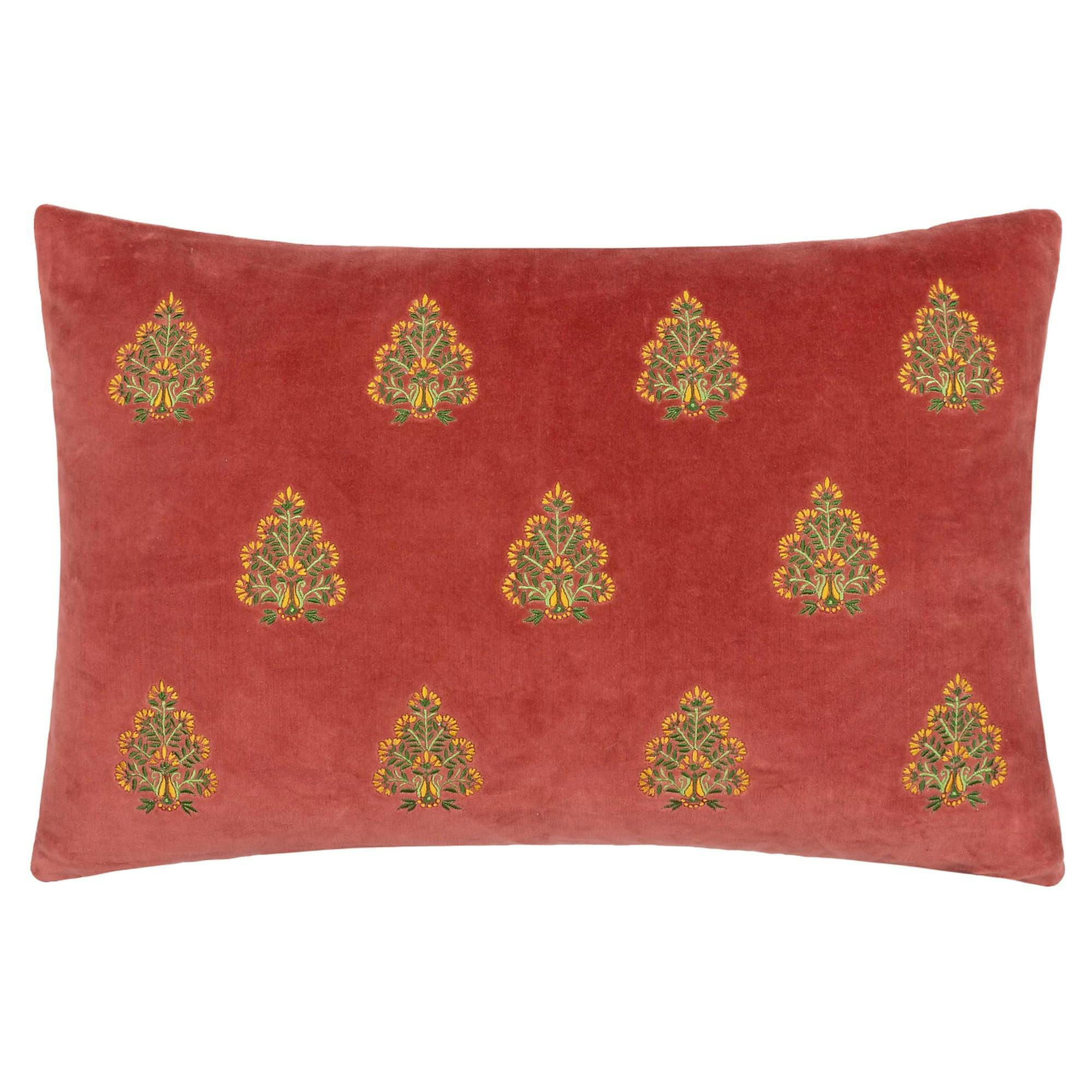 Paoletti Blue Rennes Embroidered Cushion Cover - Regal - 60Cm X 40Cm - Regal - 100% Cotton