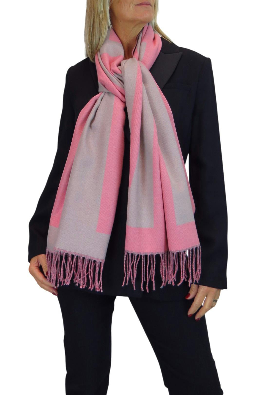 Paulo Due Pink Oversized Wool Blend Pashmina Shawl Scarf