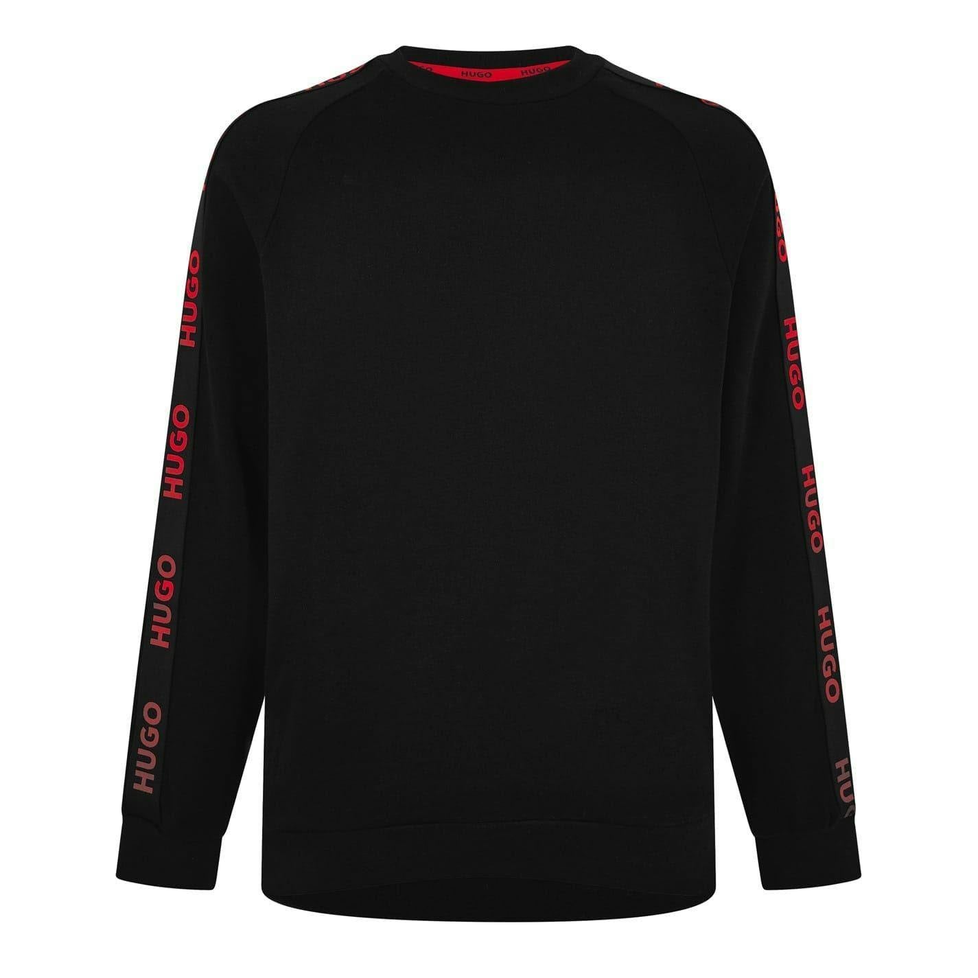 Hugo Men's Black Sporty Logo Lounge Sweatshirt - Xxl - 100% Cotton