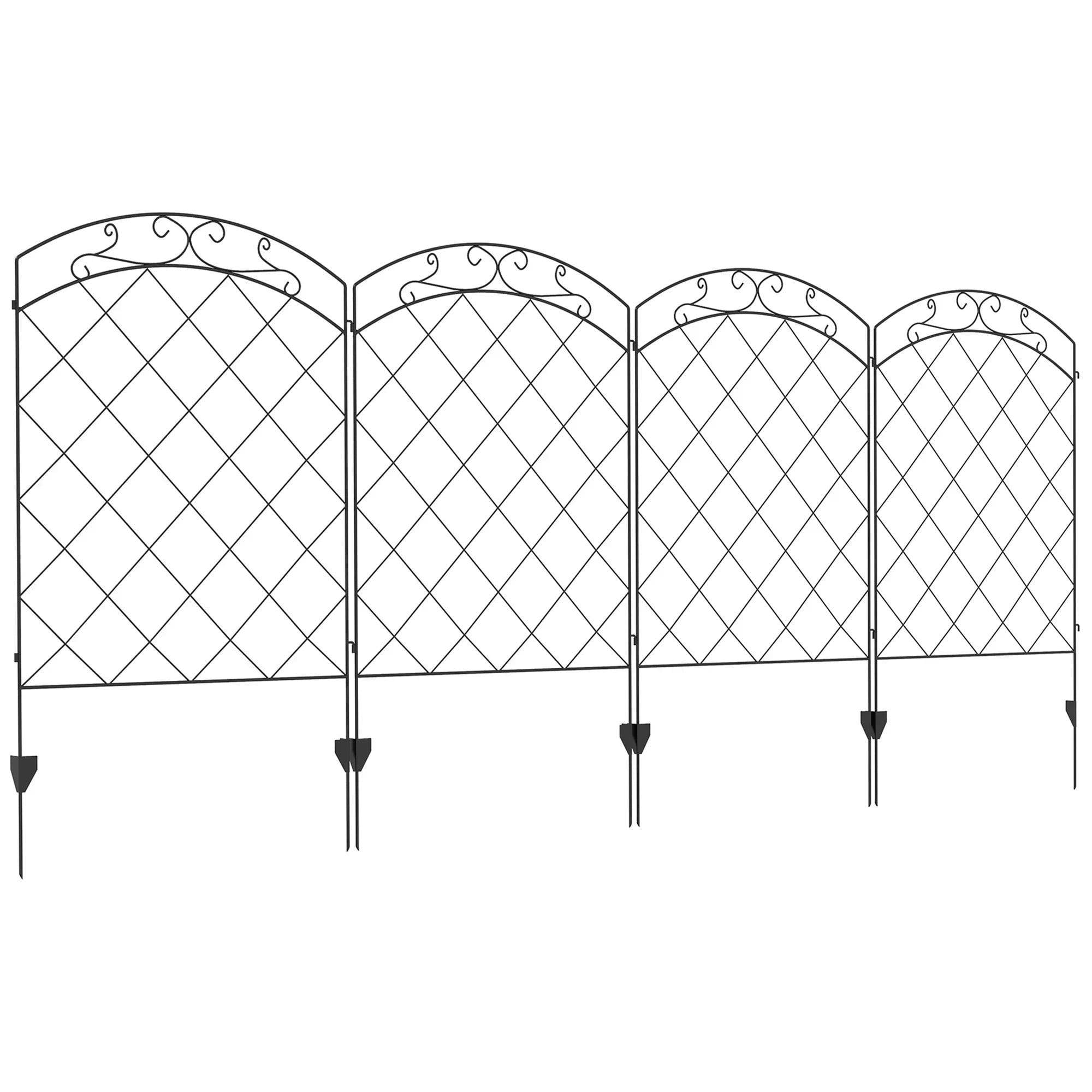 4PCS Decorative Garden Fence Border Edging Steel Outdoor Panel Swirl Design - Image 5