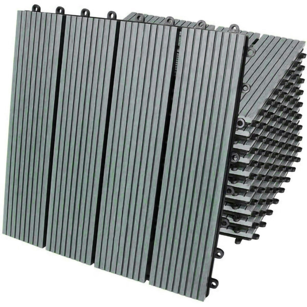 Rackhams Grey 33 X Wpc Decking Floor Tiles 30X30cm