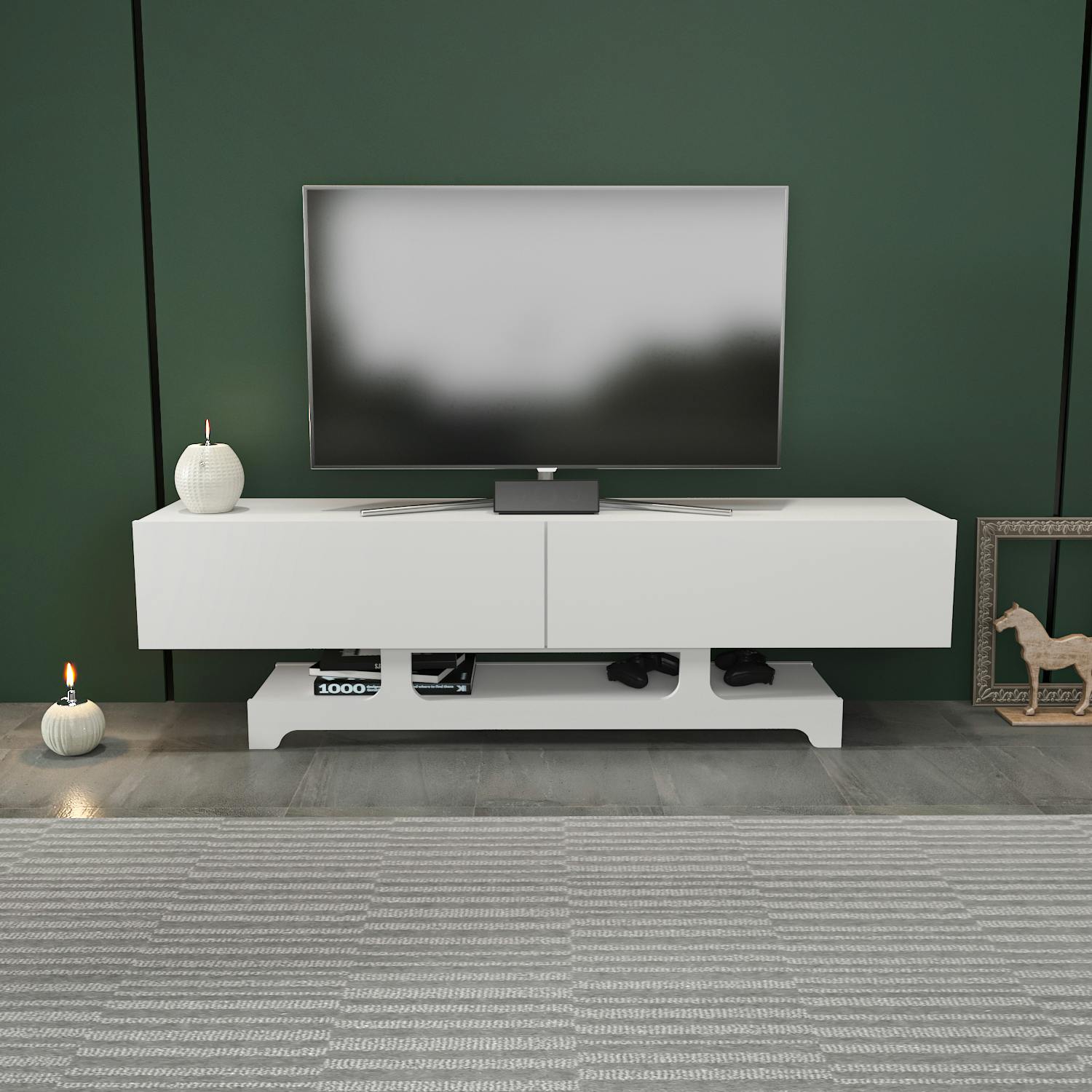 Rackhams White Tera Modern Tv Stand Tv Cabinet For Tv's Up To 72"