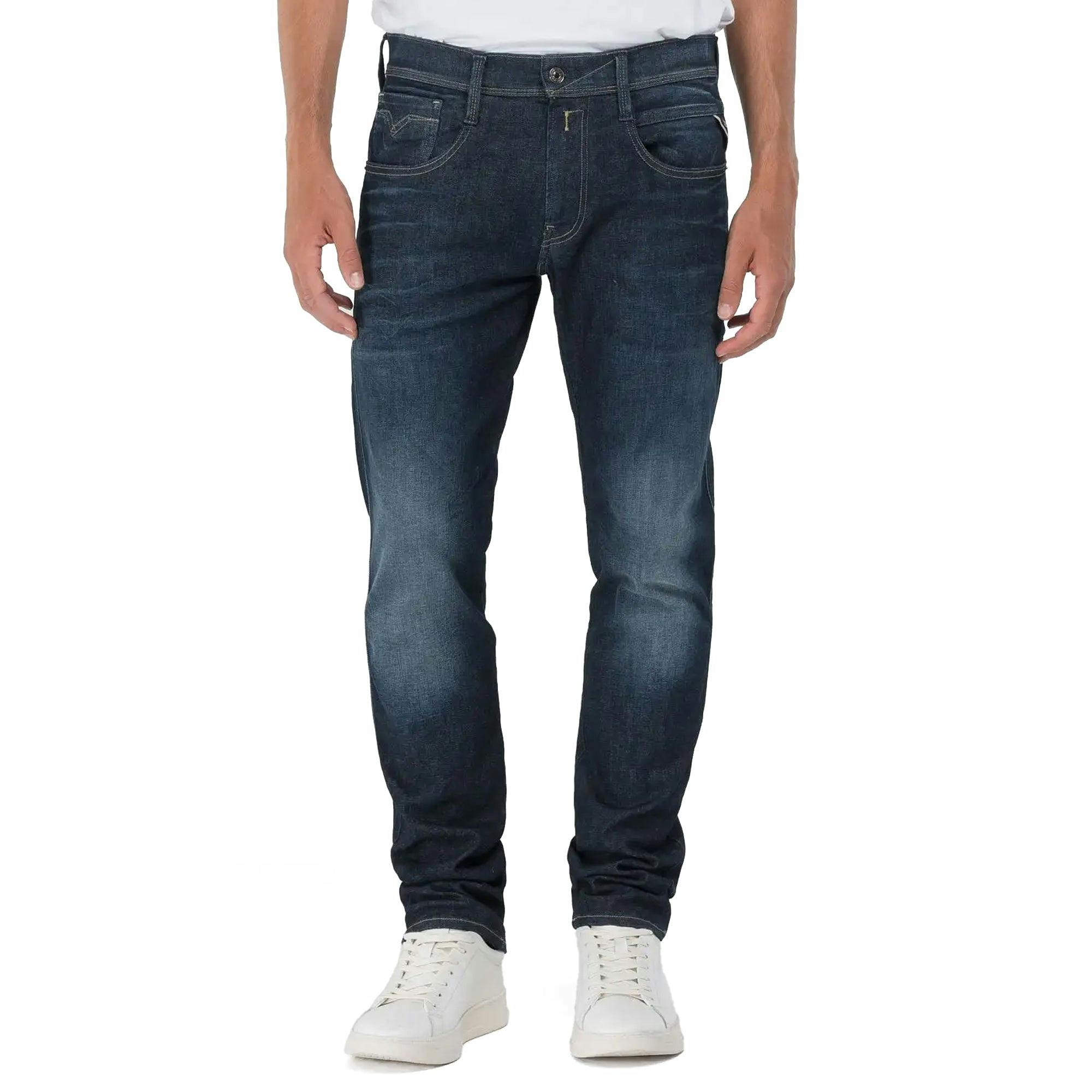 Replay Dark/Blue Hyperflex Anbass Slim Tapered Jeans - Dust - 34/32