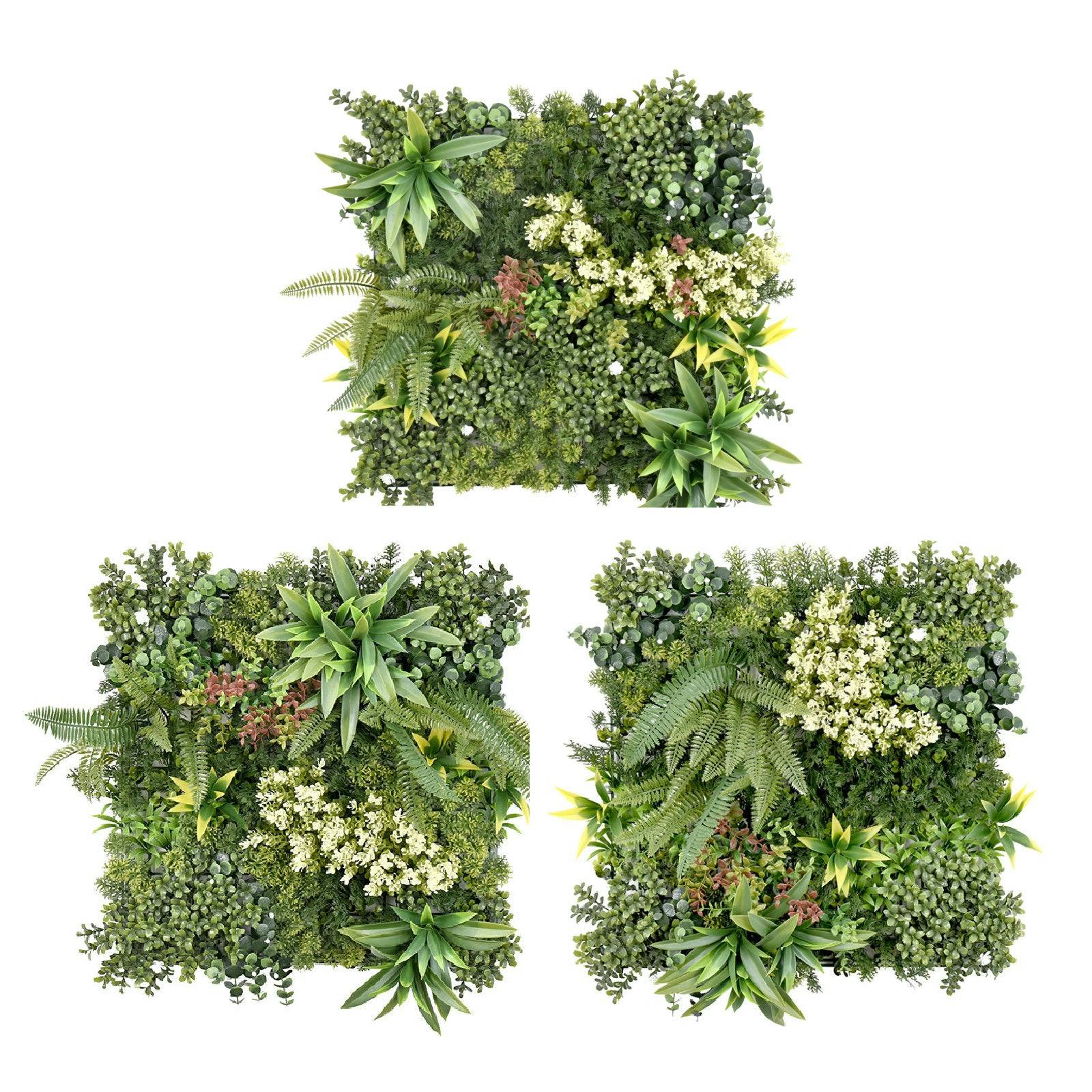 Rackhams Green Combo Of 3 Aurora Premium Artificial Wall Panels 50Cm X 50Cm
