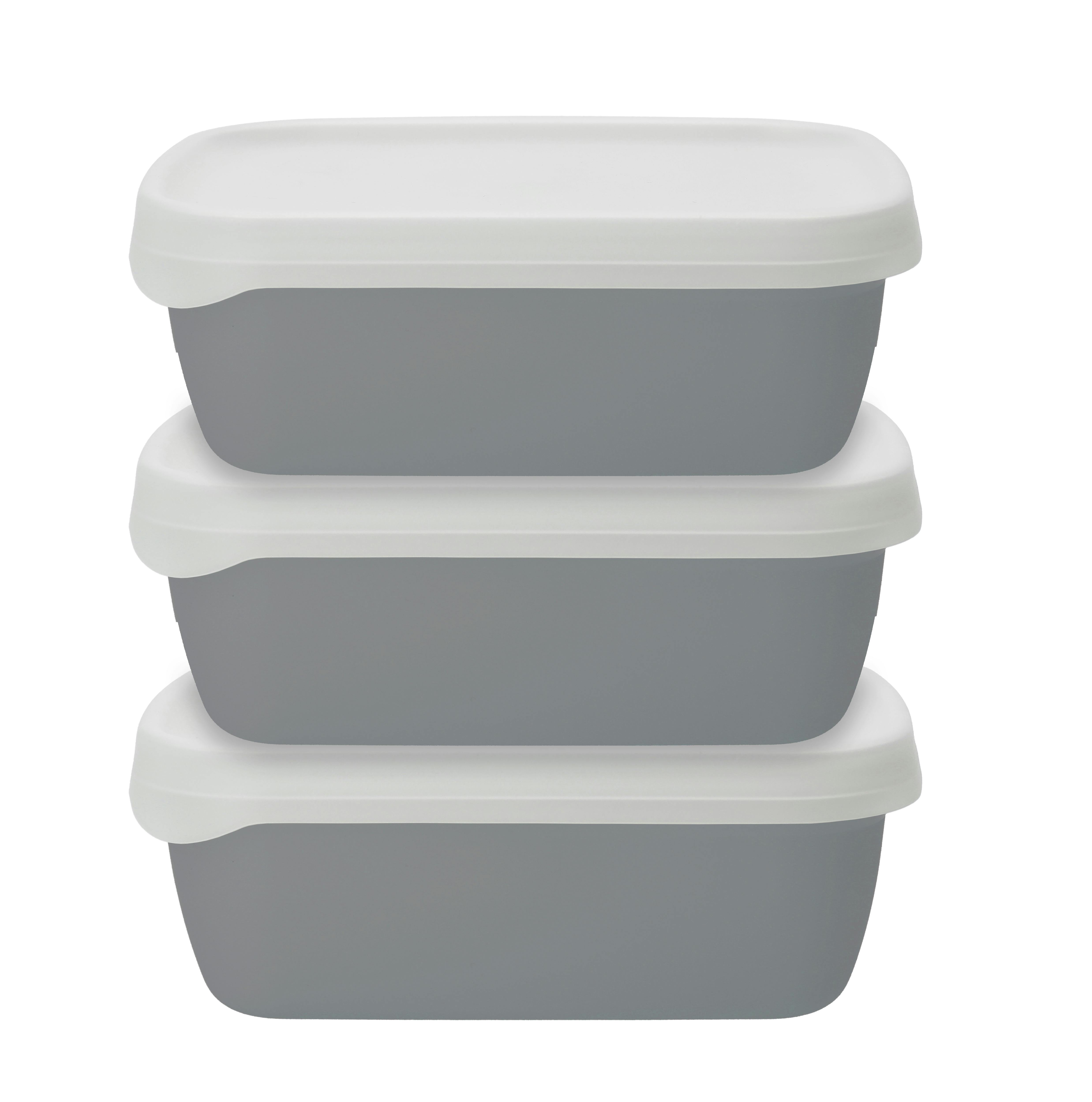 Rackhams Grey Eco Stackable Recycled Food Container Set - Plastic - Food Storage