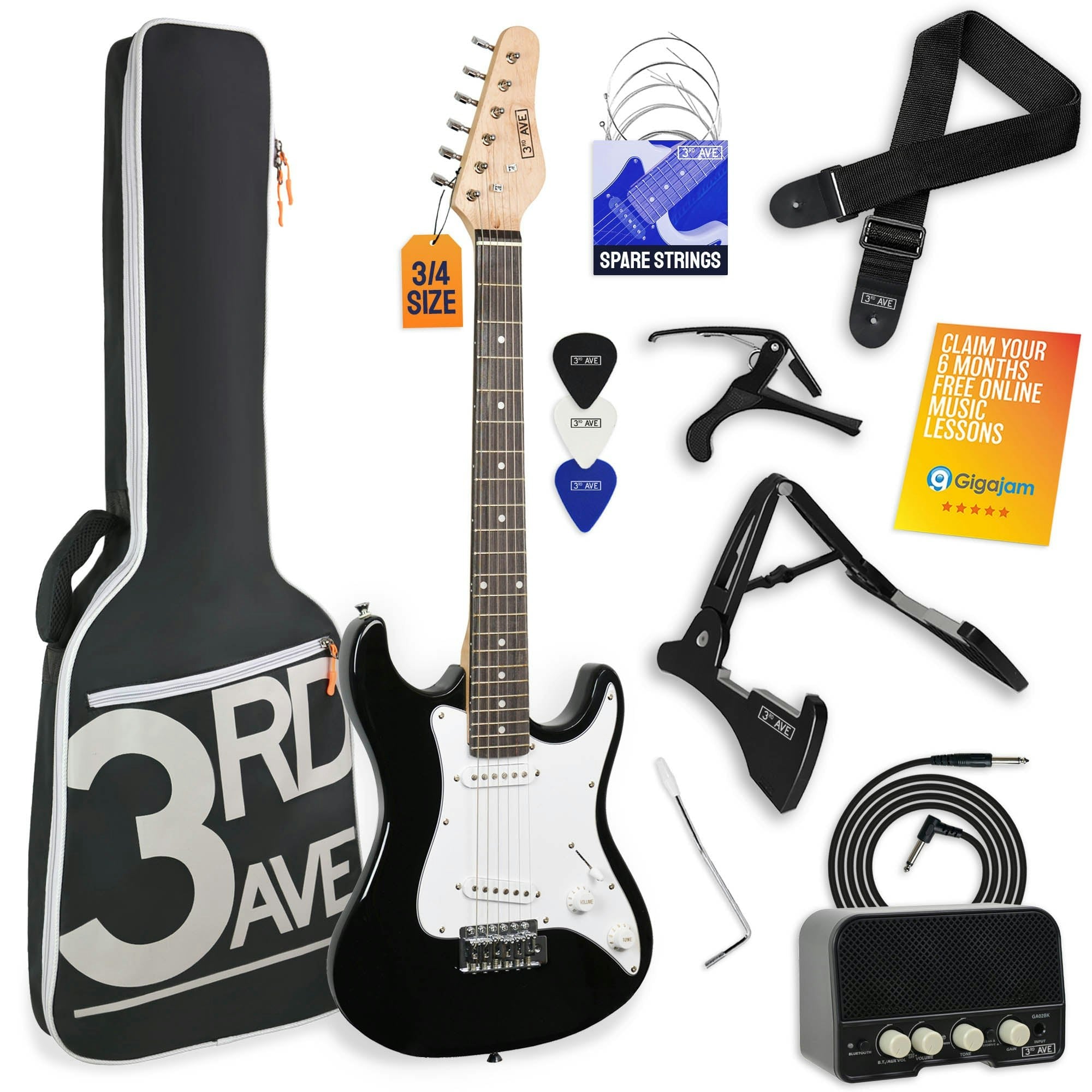 3Rd Avenue  Black  Electric Guitar Pack With Amp in Size 3/4 Size, Sports Direct - Image 4