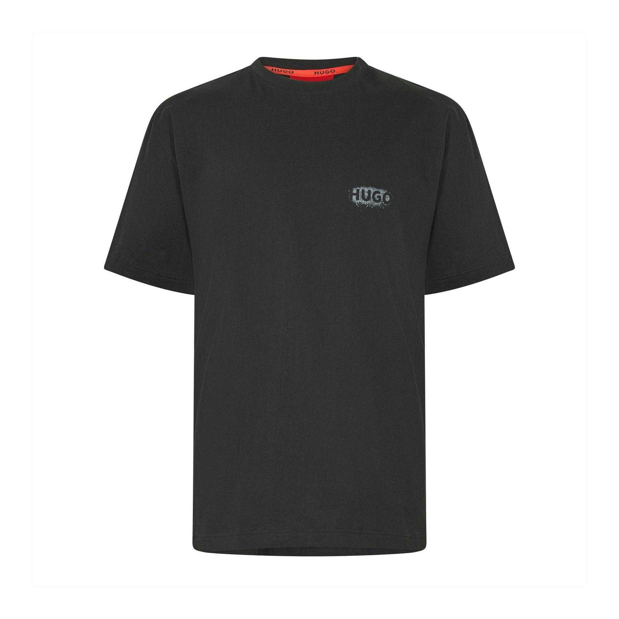 Hugo Men's Black Spray Logo Regular Short-Sleeved T-Shirt - M - 100% Cotton